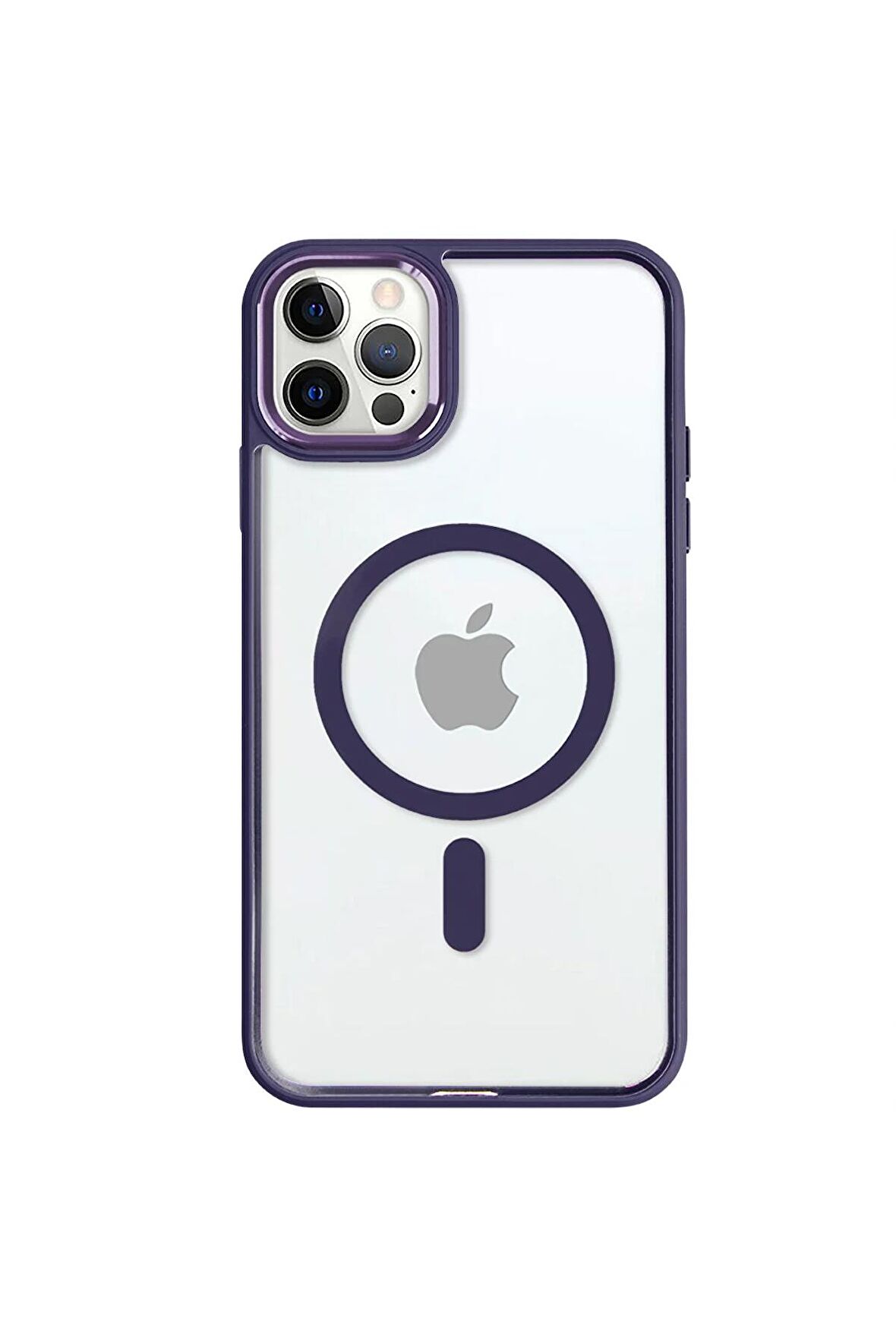 iPhone 12 Pro Max Lüks Magsafe Kablosuz Şarj Mıknatıslı Lila Renkli Kılıf