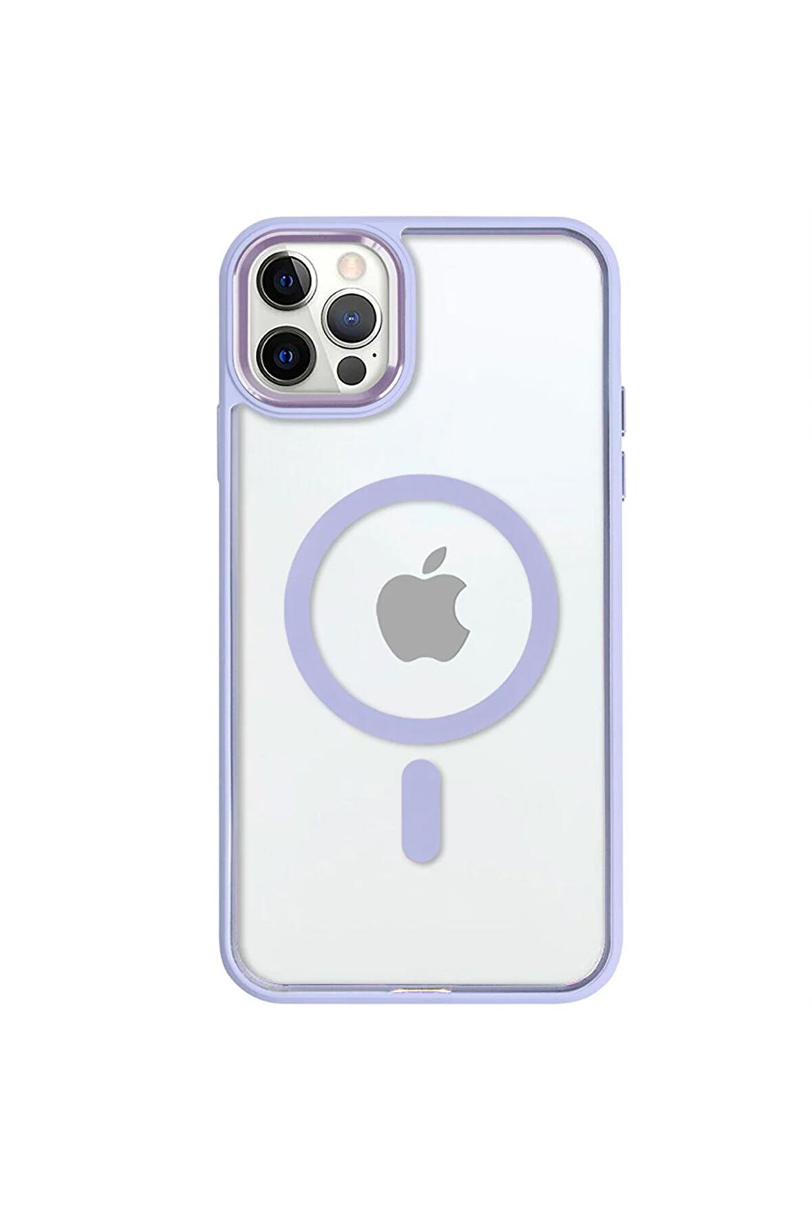 iPhone 12 Pro Max Lüks Magsafe Kablosuz Şarj Mıknatıslı Lila Renkli Kılıf