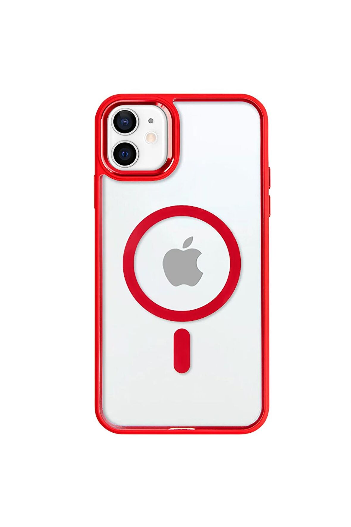 iPhone 11 Lüks Magsafe Kablosuz Şarj Mıknatıslı Kırmızı Renkli Kılıf