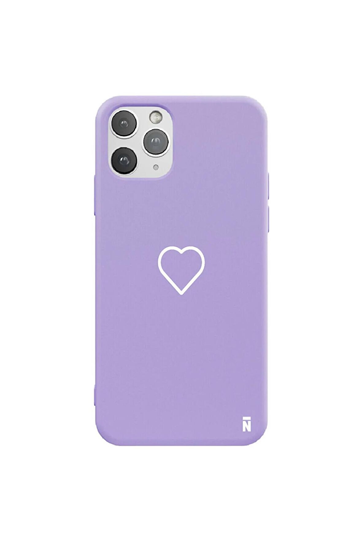 iPhone 11 Pro Silikon Özel Tasarım Kalp Figürü Minimal Lila Renkli Telefon Kılıfı