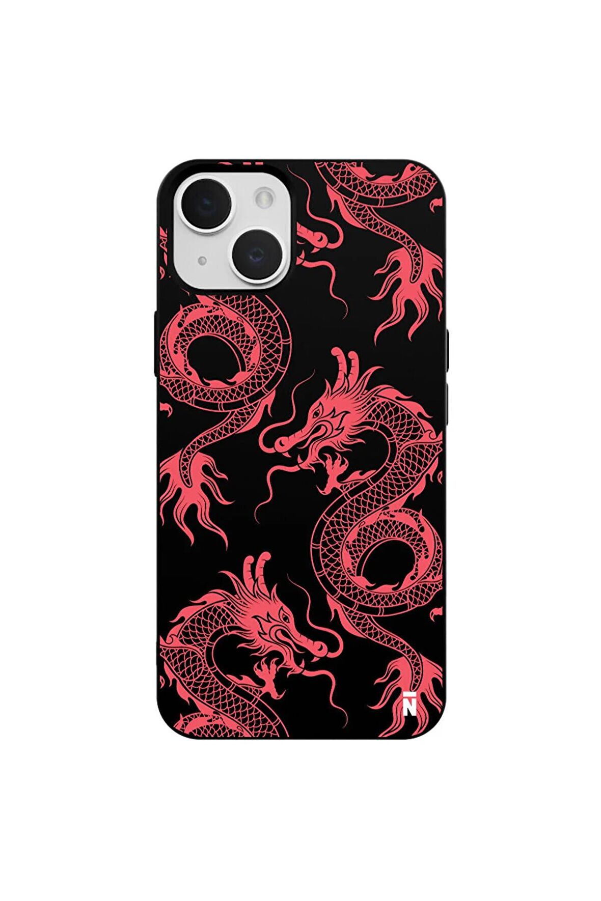 iPhone 13 Mini Silikon Özel Tasarım Dragons Ejderha Figürü Siyah Renkli Telefon Kılıfı