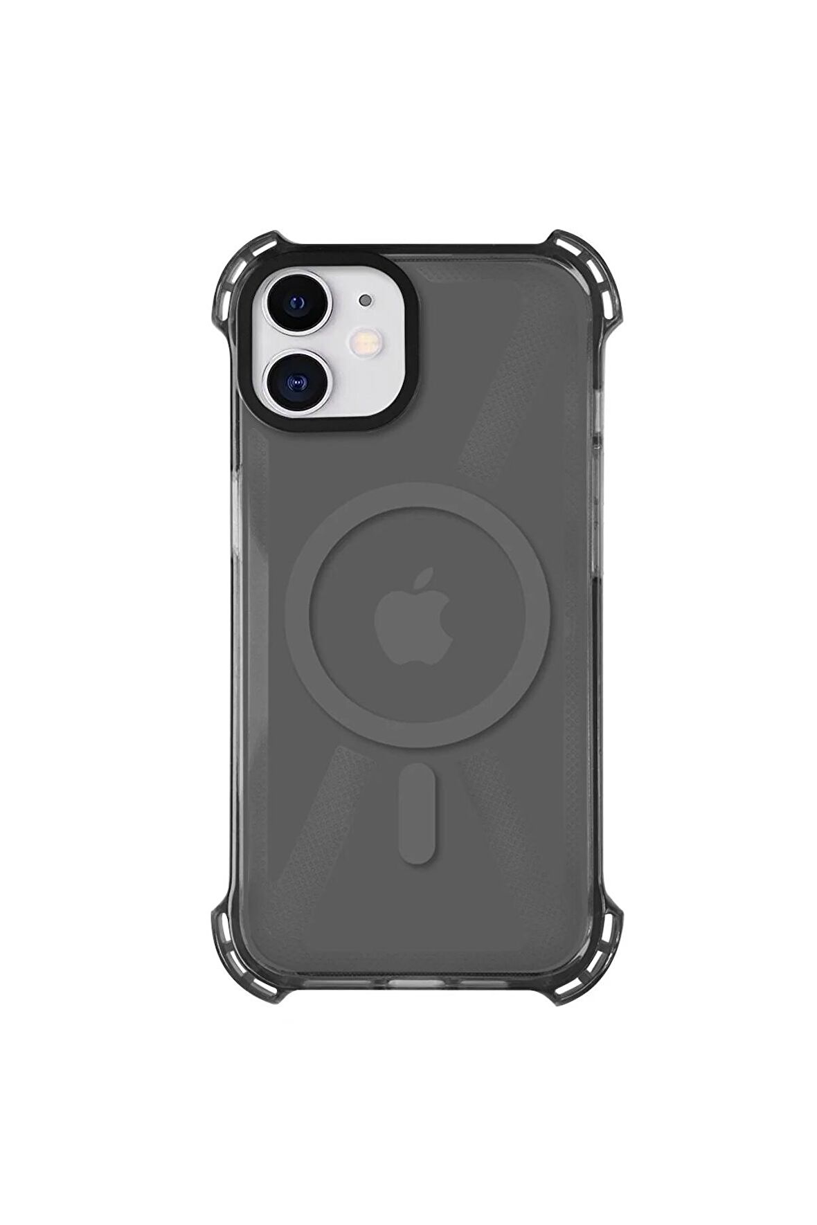 iPhone 11 Magsafe Kablosuz Şarj Özellikli Mıknatıslı Transparan Şeffaf Siyah Renkli Kılıf
