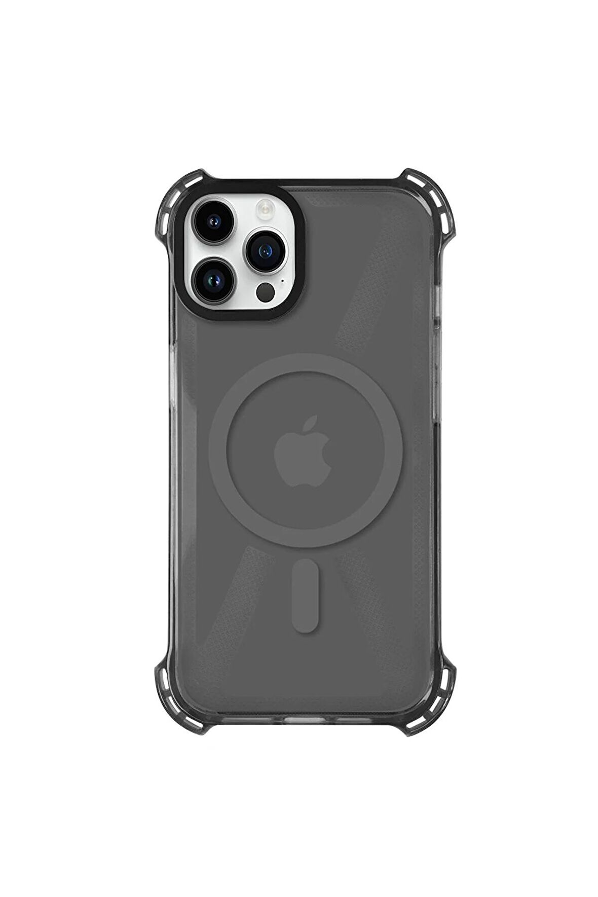 iPhone 12 Pro Magsafe Kablosuz Şarj Özellikli Mıknatıslı Transparan Şeffaf Siyah Renkli Kılıf