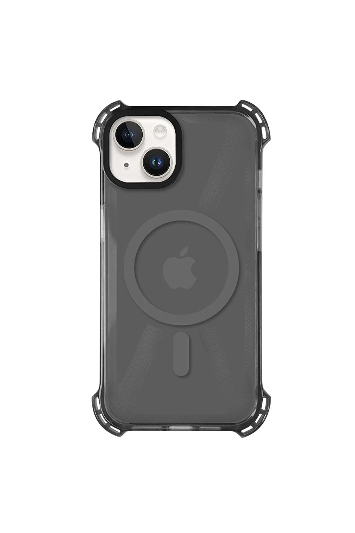 iPhone 14 Plus Magsafe Kablosuz Şarj Özellikli Mıknatıslı Transparan Şeffaf Siyah Renkli Kılıf