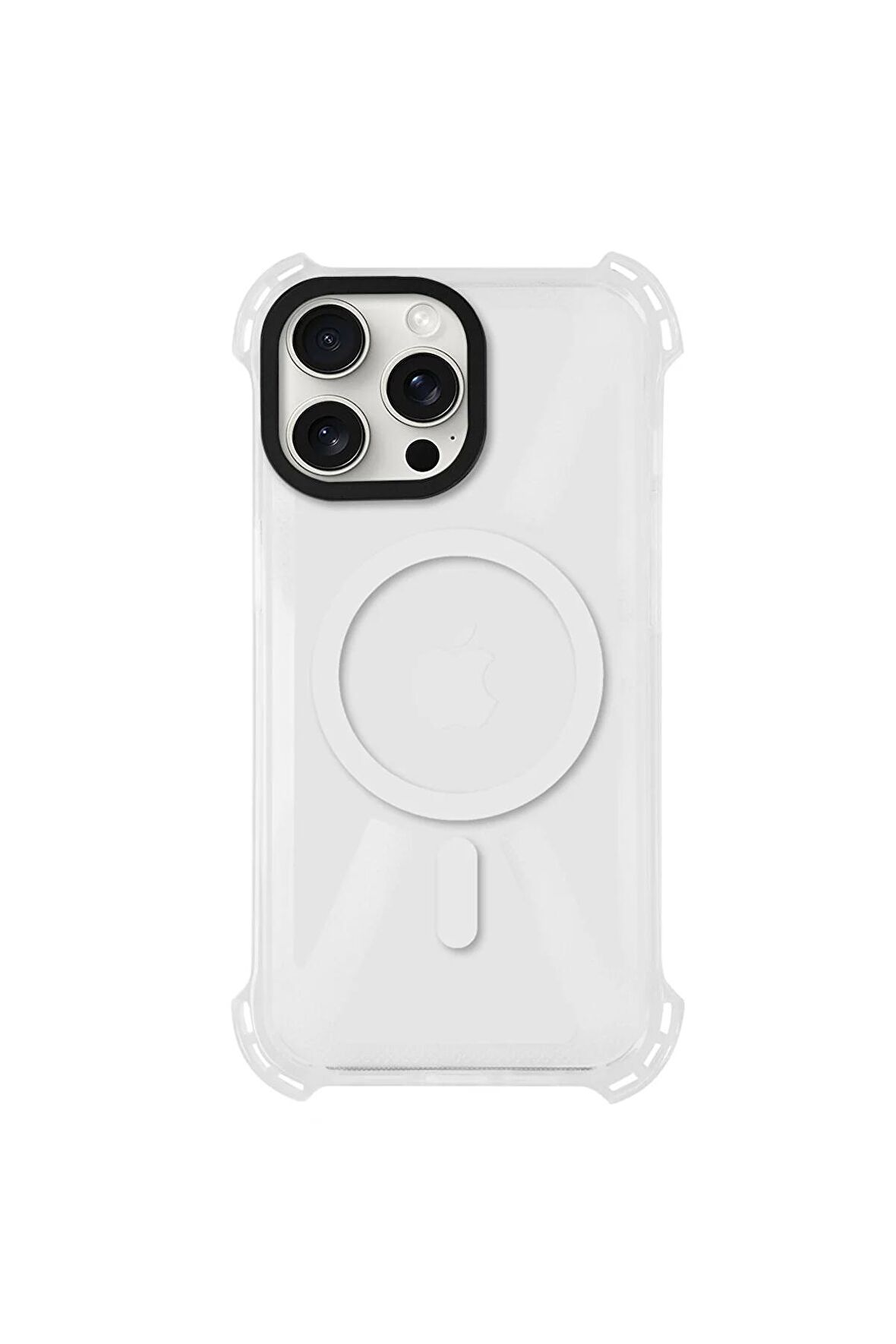 iPhone 14 Pro Magsafe Kablosuz Şarj Özellikli Mıknatıslı Transparan Beyaz Şeffaf Renkli Kılıf