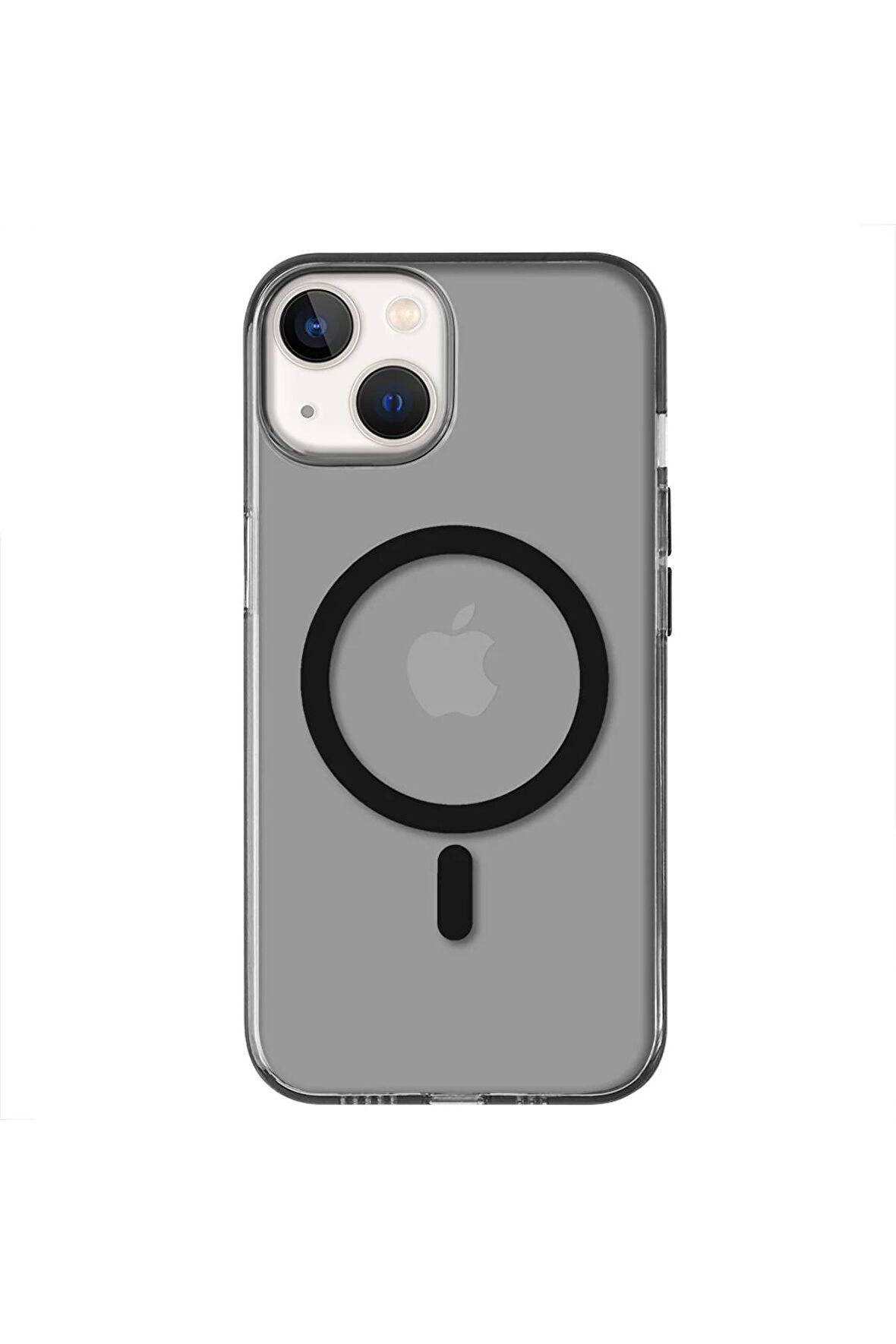 iPhone 14 Plus Magsafe Kablosuz Şarj Özellikli Mıknatıslı Mika Şeffaf Mavi Renkli Kılıf