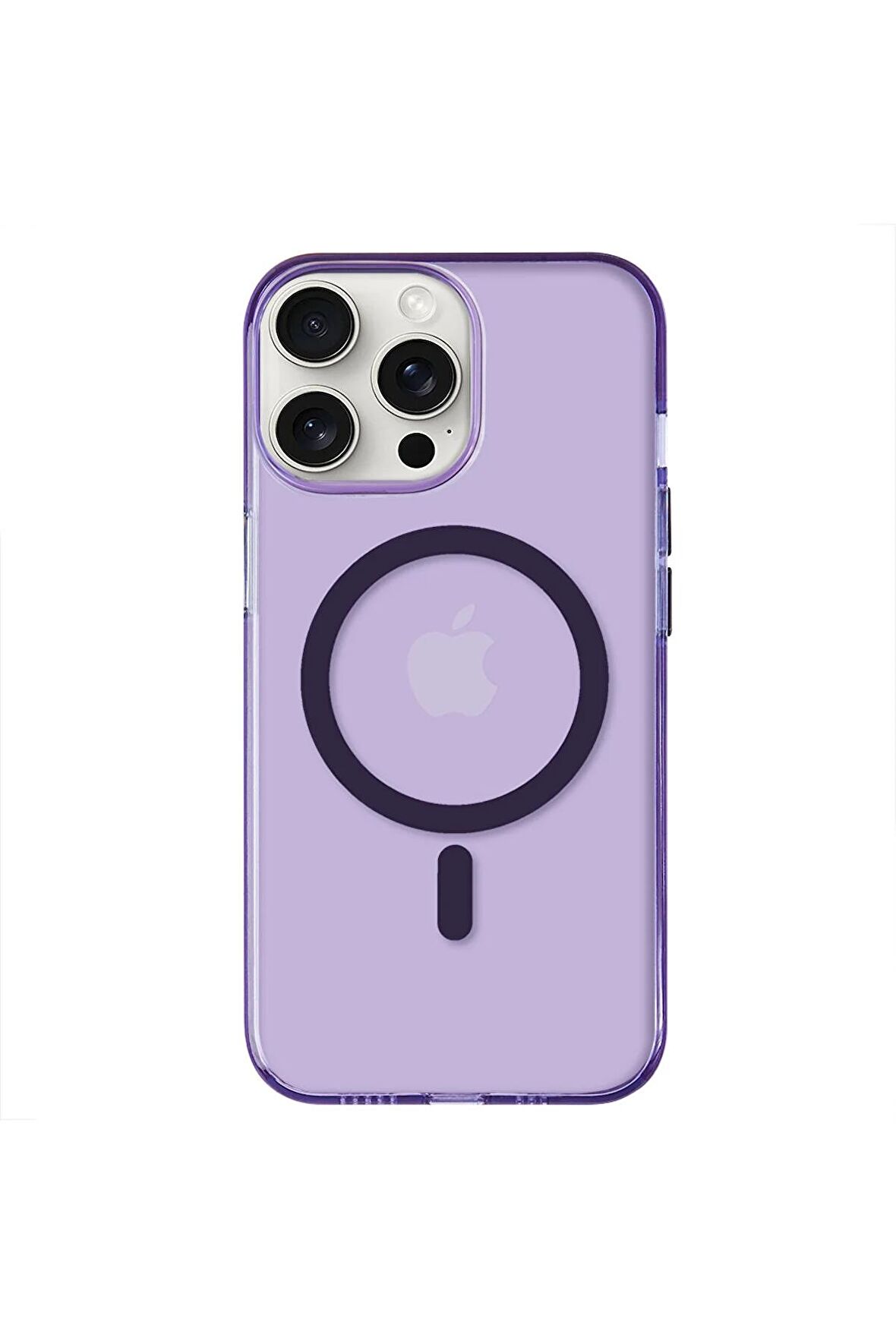 iPhone 14 Pro Magsafe Kablosuz Şarj Özellikli Mıknatıslı Mika Şeffaf Mor Renkli Kılıf