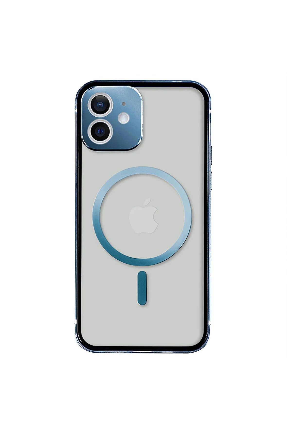 iPhone 12 Magsafe Kablosuz Şarj Özellikli Kamera Korumalı Şeffaf Silver Gümüş Renkli Kılıf