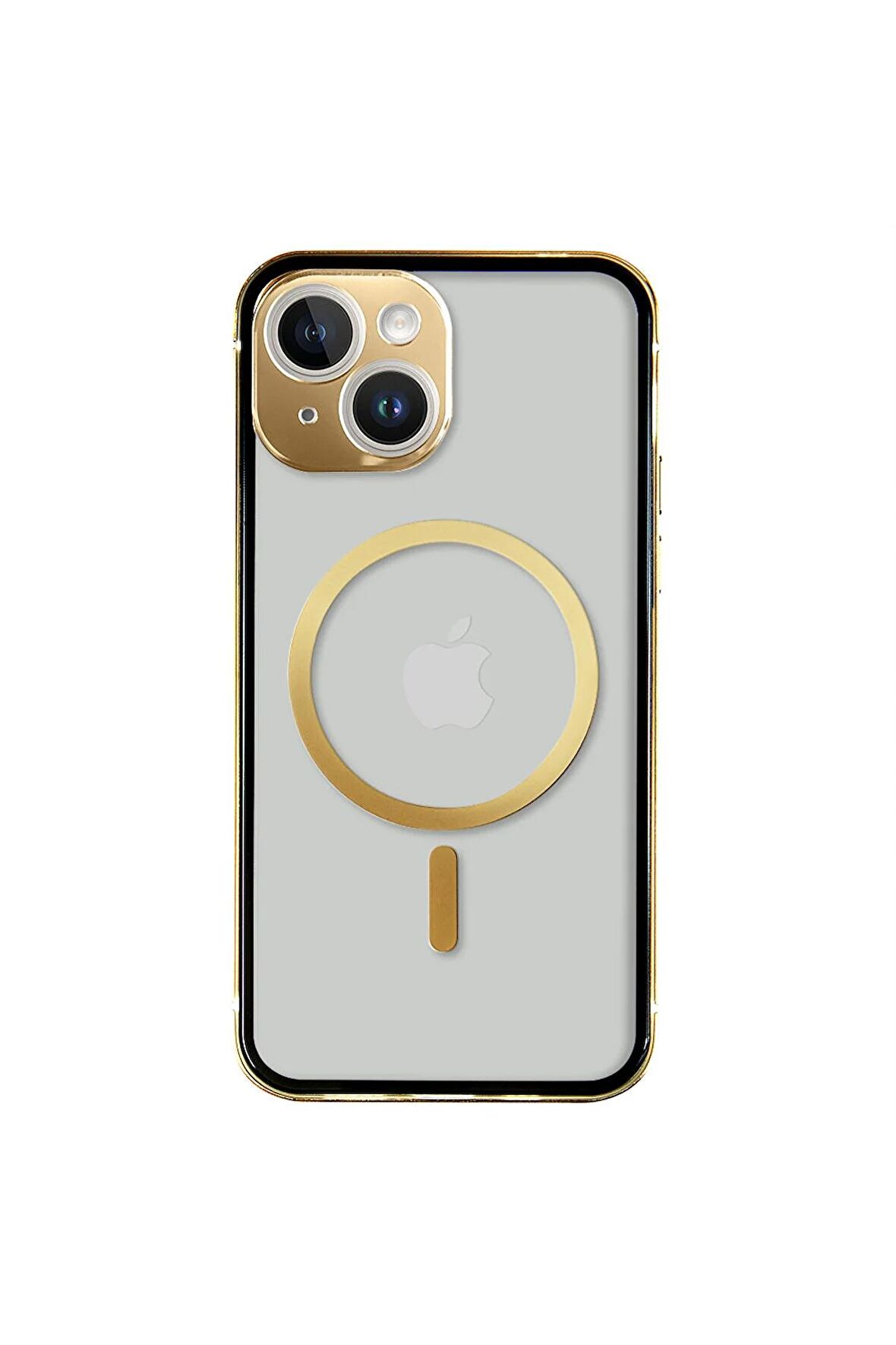 iPhone 14 Magsafe Kablosuz Şarj Özellikli Kamera Korumalı Şeffaf Siyah Renkli Kılıf