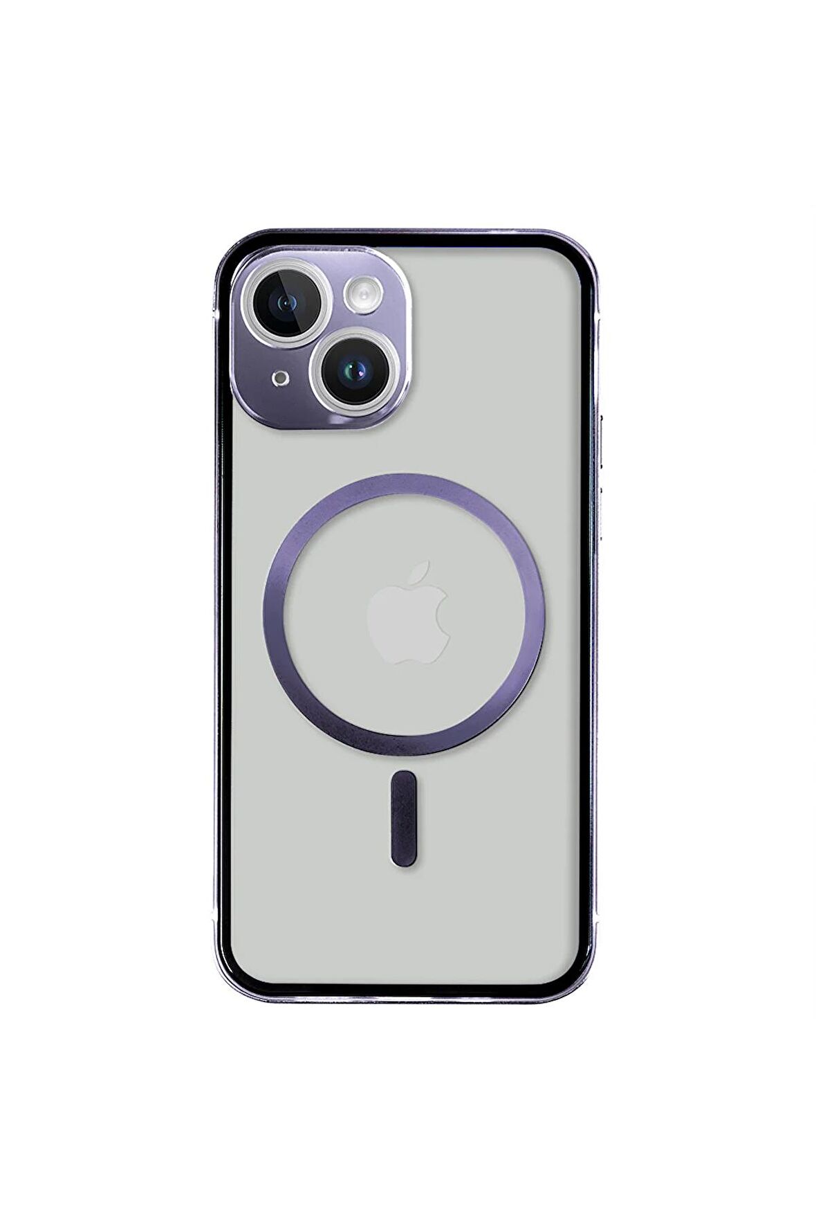 iPhone 14 Magsafe Kablosuz Şarj Özellikli Kamera Korumalı Şeffaf Siyah Renkli Kılıf