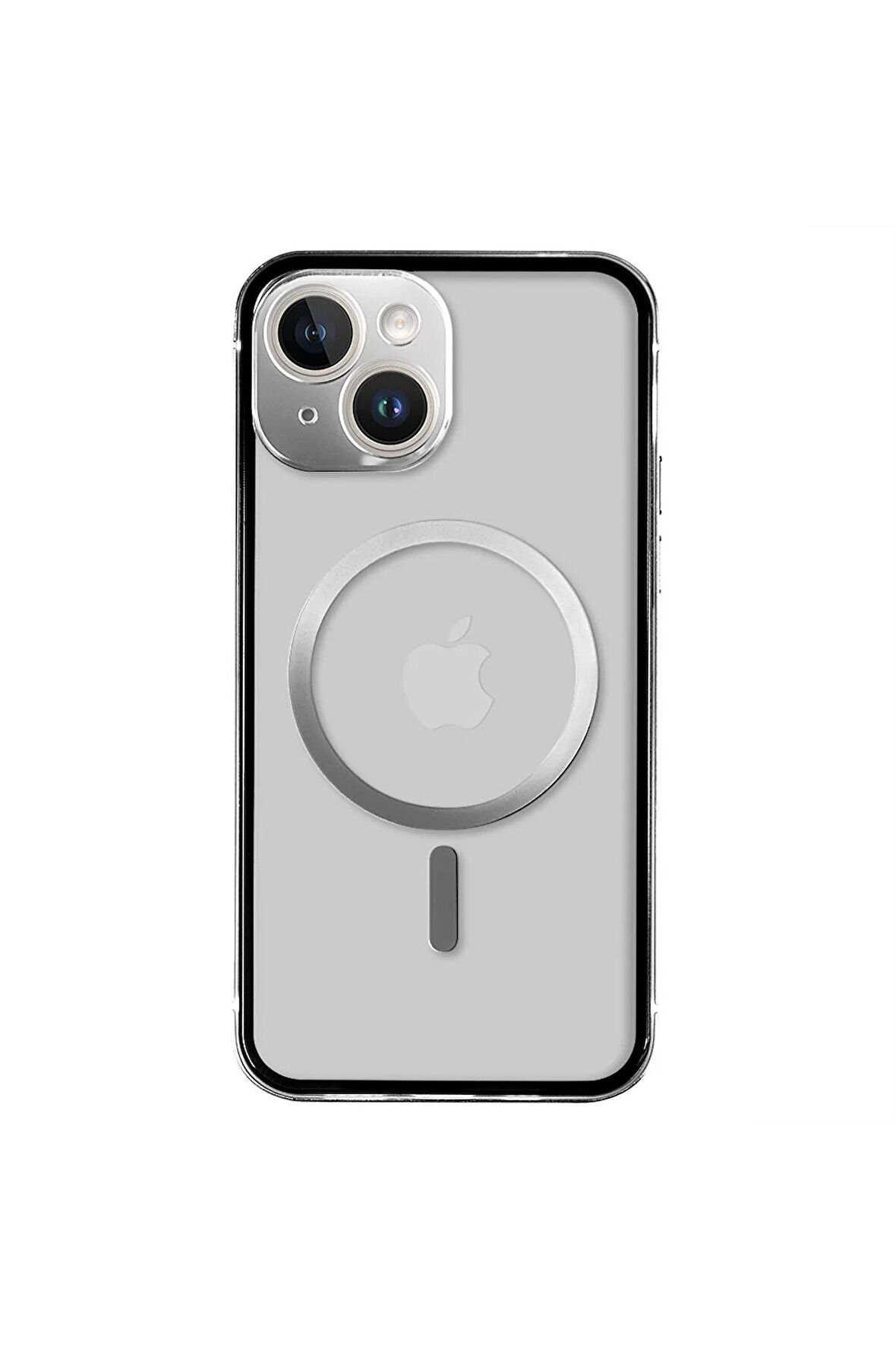 iPhone 14 Magsafe Kablosuz Şarj Özellikli Kamera Korumalı Şeffaf Siyah Renkli Kılıf