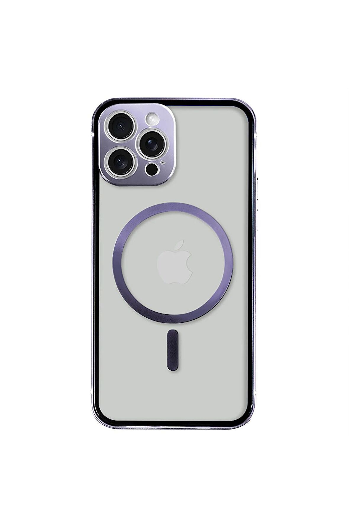 iPhone 14 Pro Max Magsafe Kablosuz Şarj Özellikli Kamera Korumalı Şeffaf Silver Gümüş Renkli Kılıf
