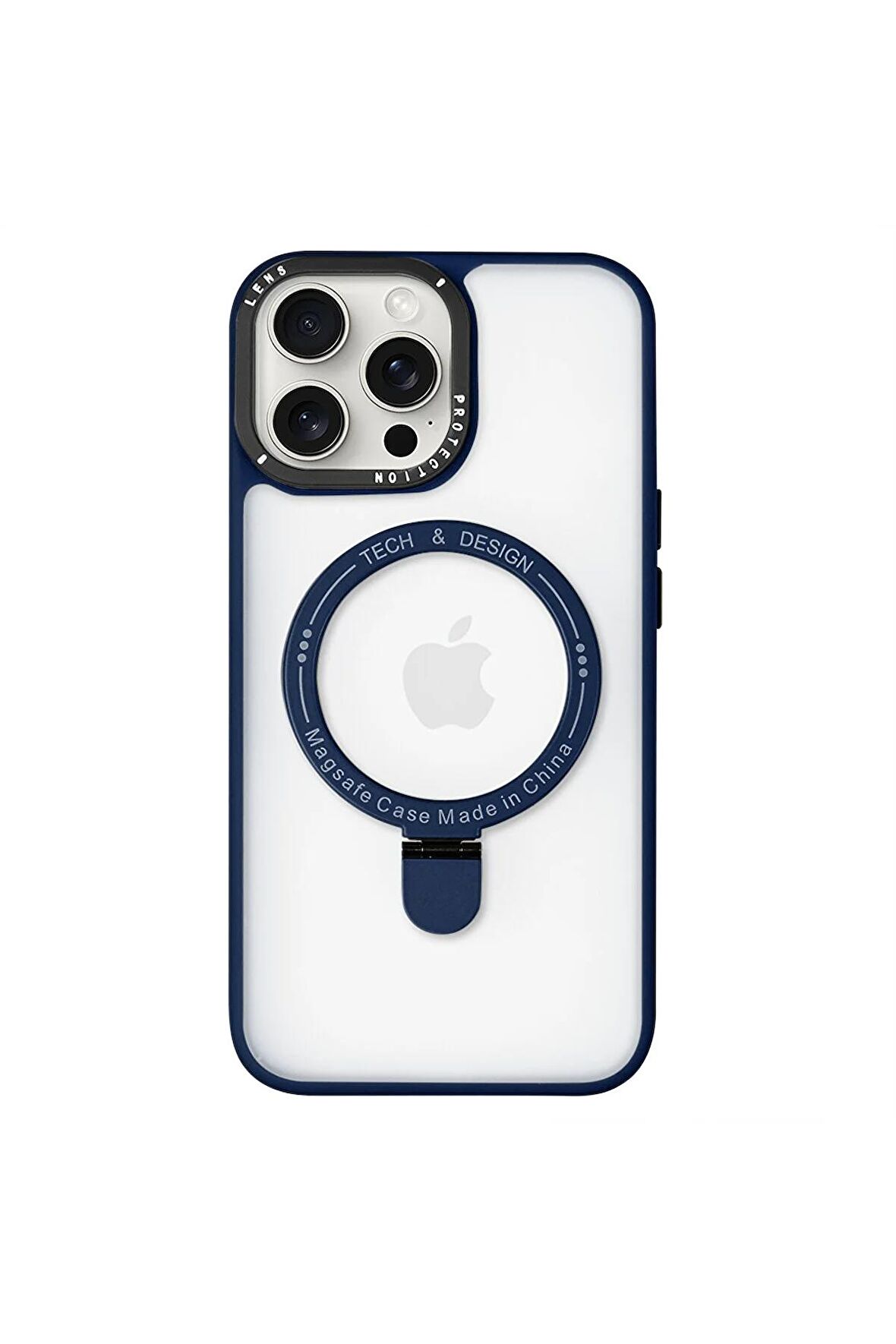 iPhone 13 Pro Magsafe Kablosuz Şarj Standlı Kamera Korumalı Pembe Çerçeveli Renkli Kılıf