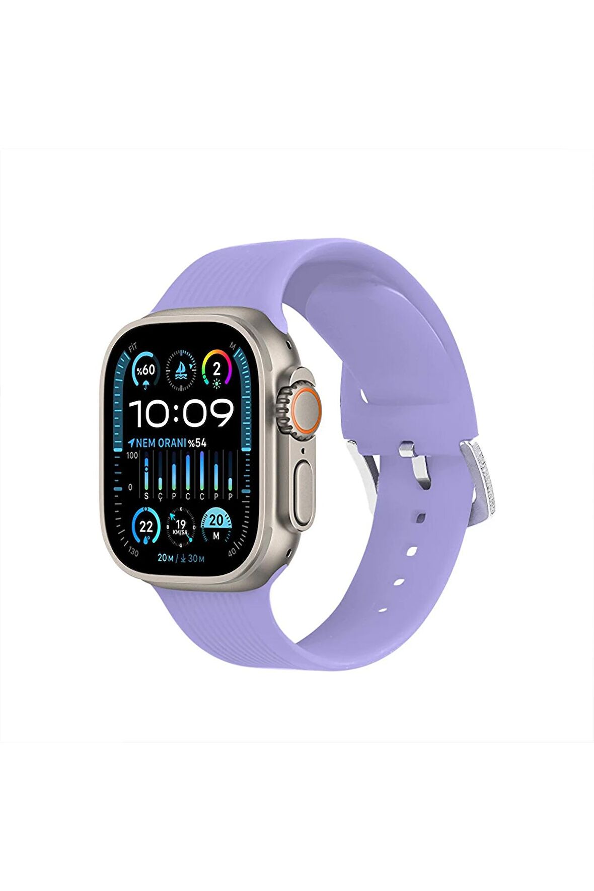 Watch Çizgili Silikon 42 44 45 49mm Uyumlu 7 Kademeli Sade Saat Kordonu Lila Renkli