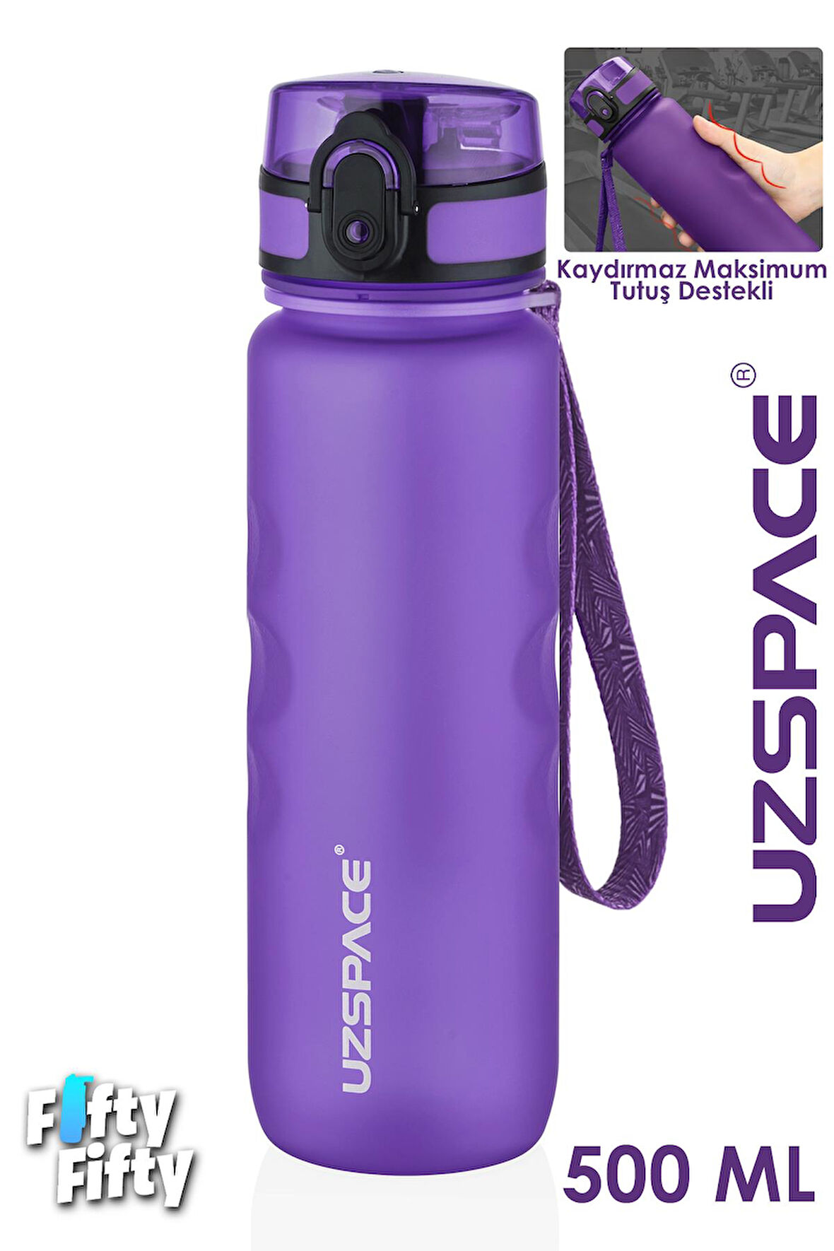 Uzspace 500 ML Kaydırmaz Maksimum Tutuş Destekli Tritan Su Matarası -FFUZ1215