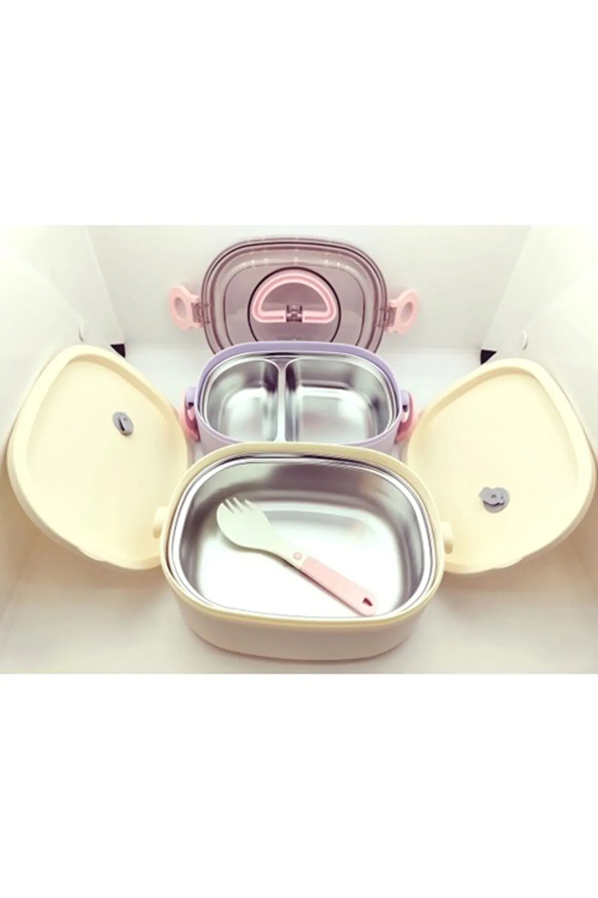 Lunch Box 700 ML Tek Kat İki Bölmeli Metal Kaşıklı Yeni Nesil Sefer Tası-FFLBOX7096