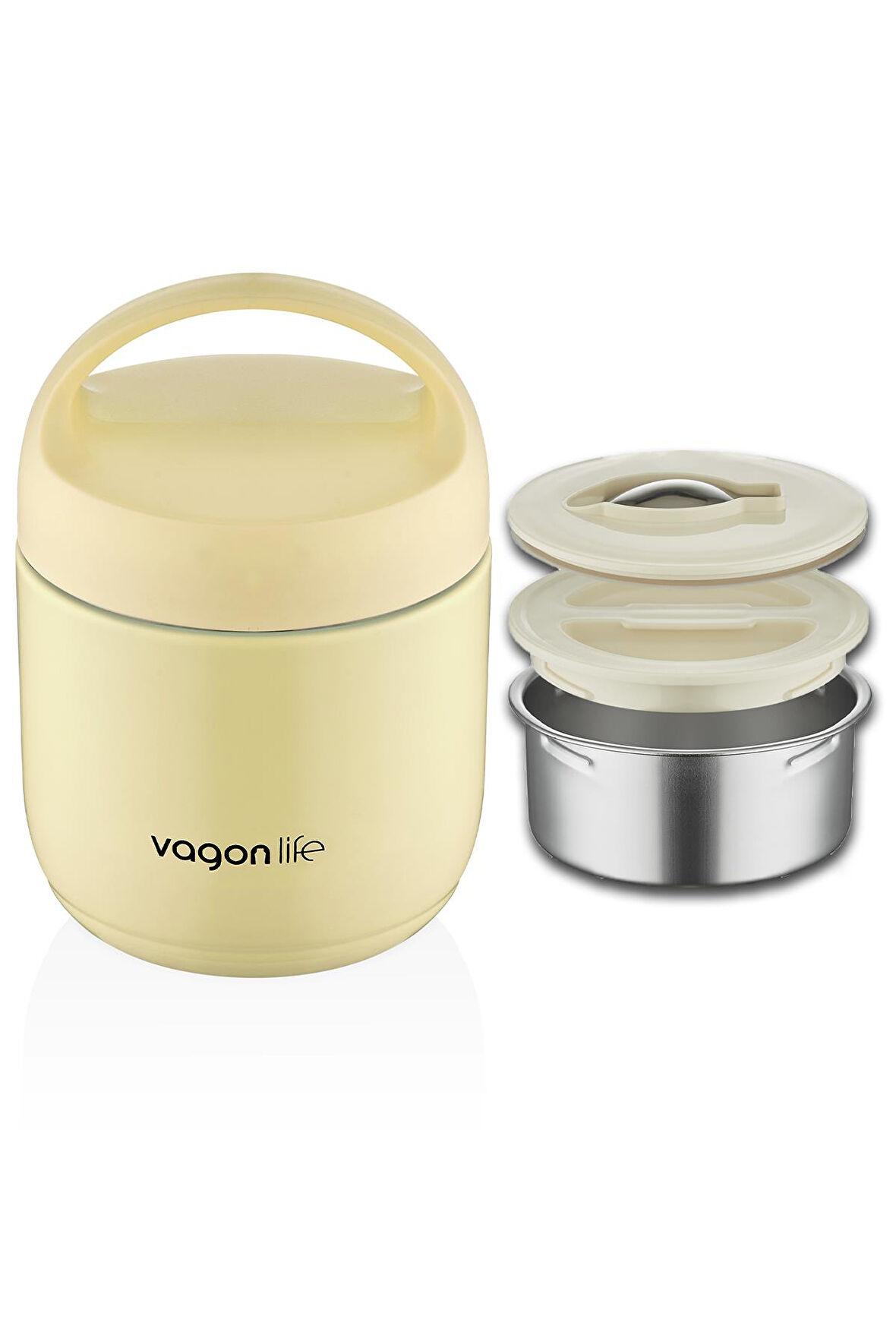 Vagonlife Çelik Yemek Termosu Isı Yalıtımlı Kaseli 1.2LT Sızdırmaz Vakumlu Kap Taşıma Kulplu -FF10104