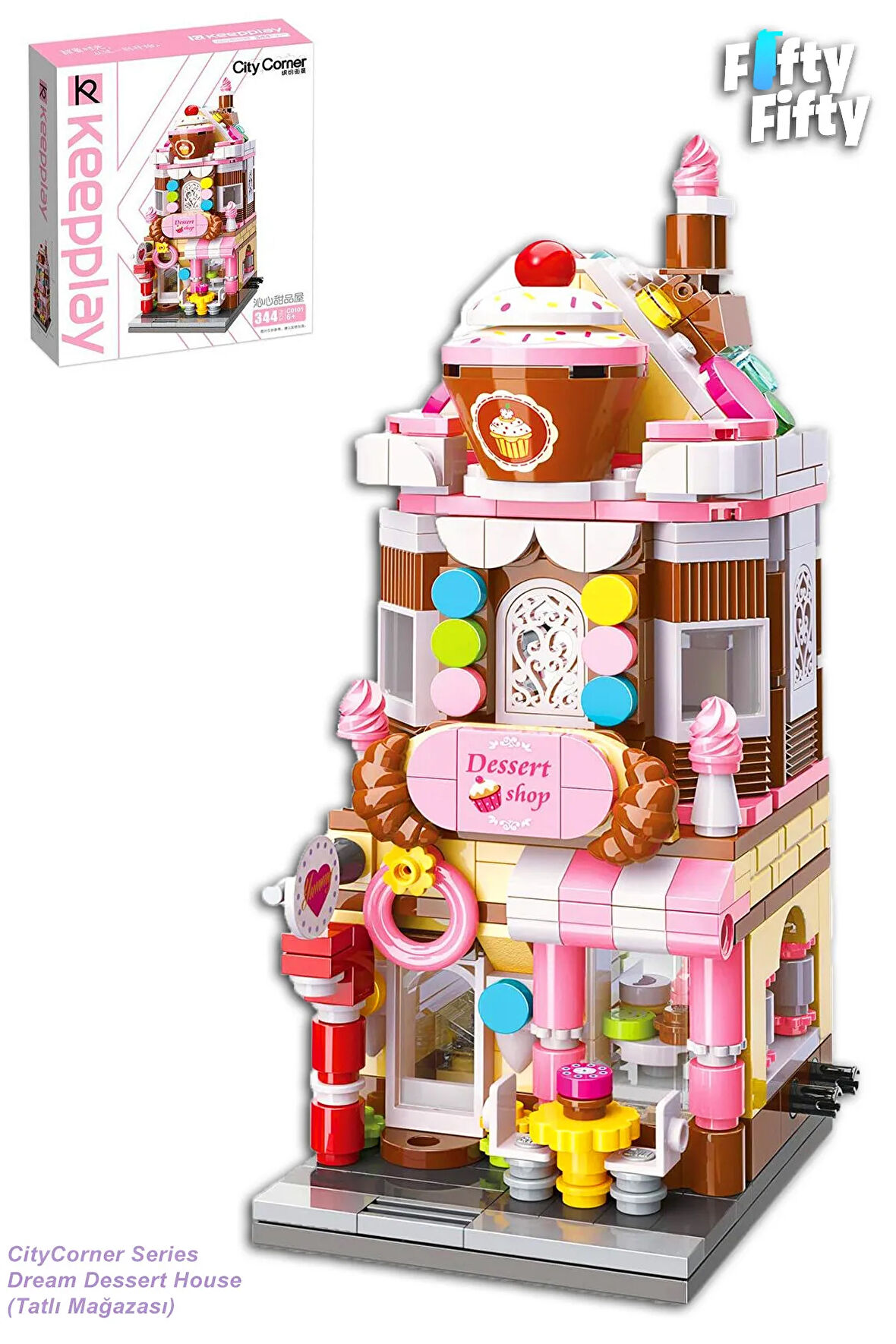 KEEPPLEY City Corner/Şehir Köşesi Serisi Tatlı Mağazası (344 Parça) Oyuncak Yapım Seti FFK-0101