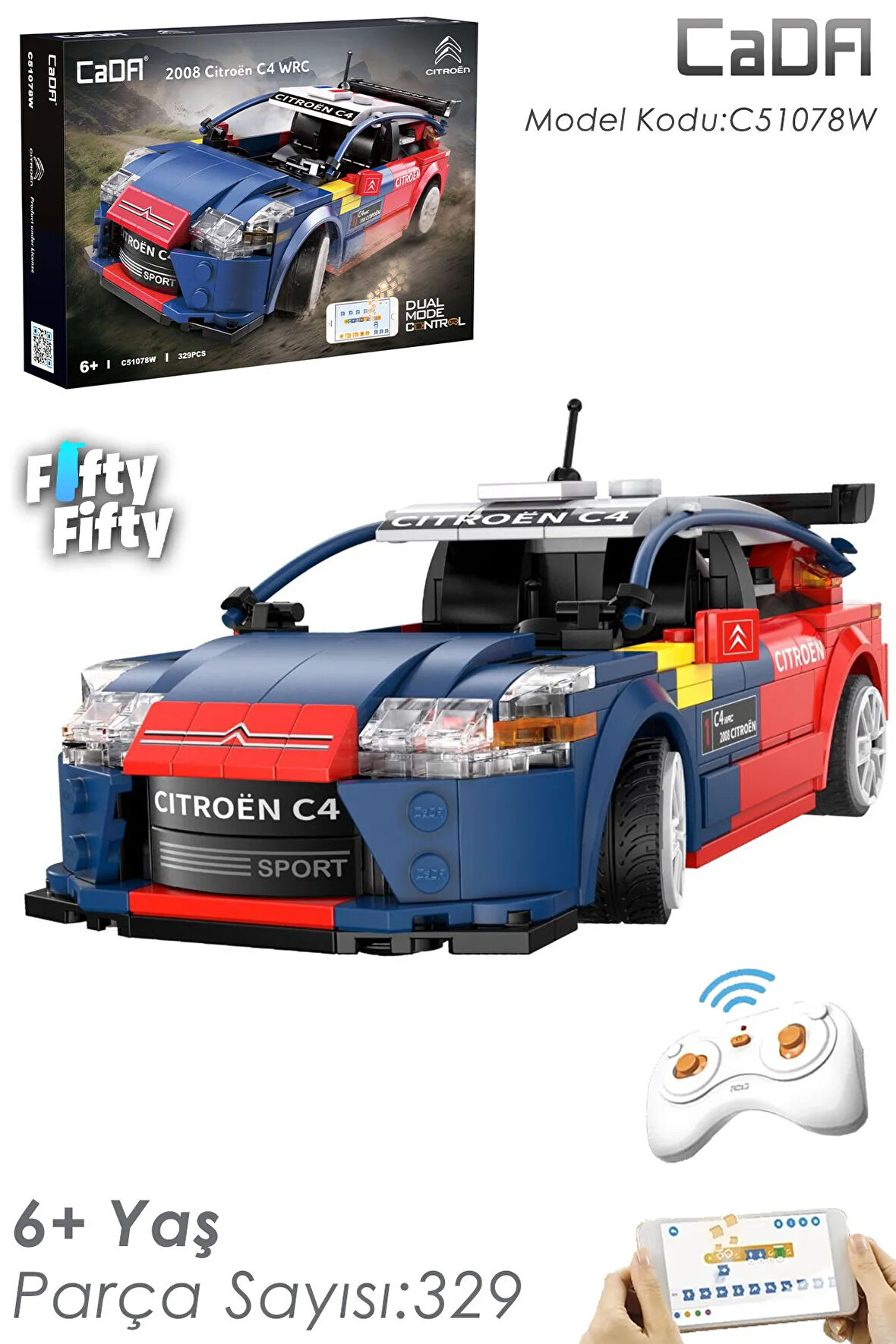 Cada Citroen C4 WRC Uzaktan Kumandalı -C51078W (329 Parça) Oyuncak Yapım Seti