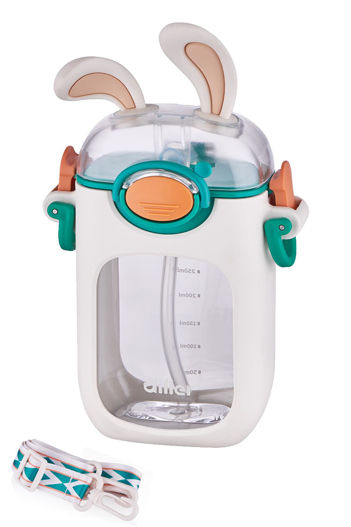 Vagonlife Diller Pipetli 400 ML Tritan Çocuk Su Matarası Boyun Askılı-Temizleme Fırçası Hediyeli-FFDILLER-2305400ML