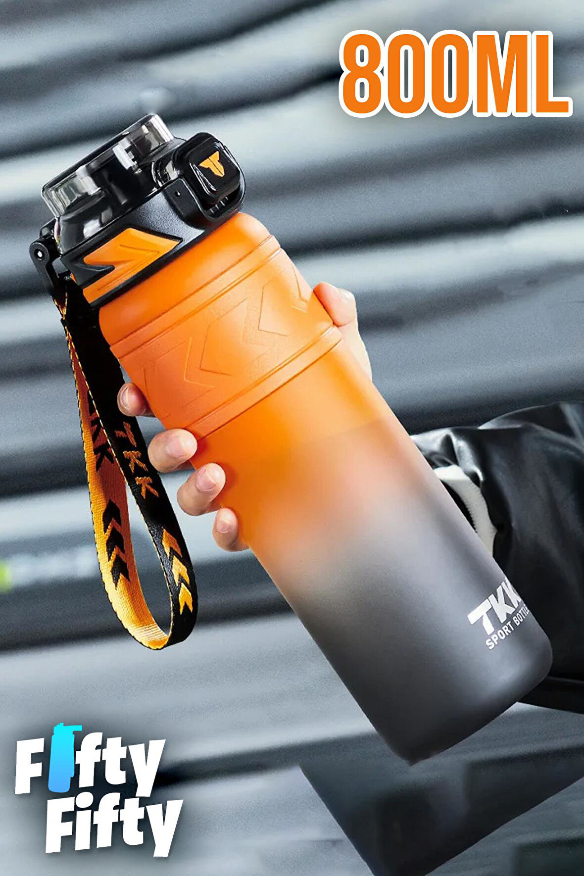 TKK 800 ML Çift Renk Softtouch Pipetli/Rahat içim Bpa İçermeyen Taşıma Askılı Tritan Su Matarası FFTKK1020G-800ML