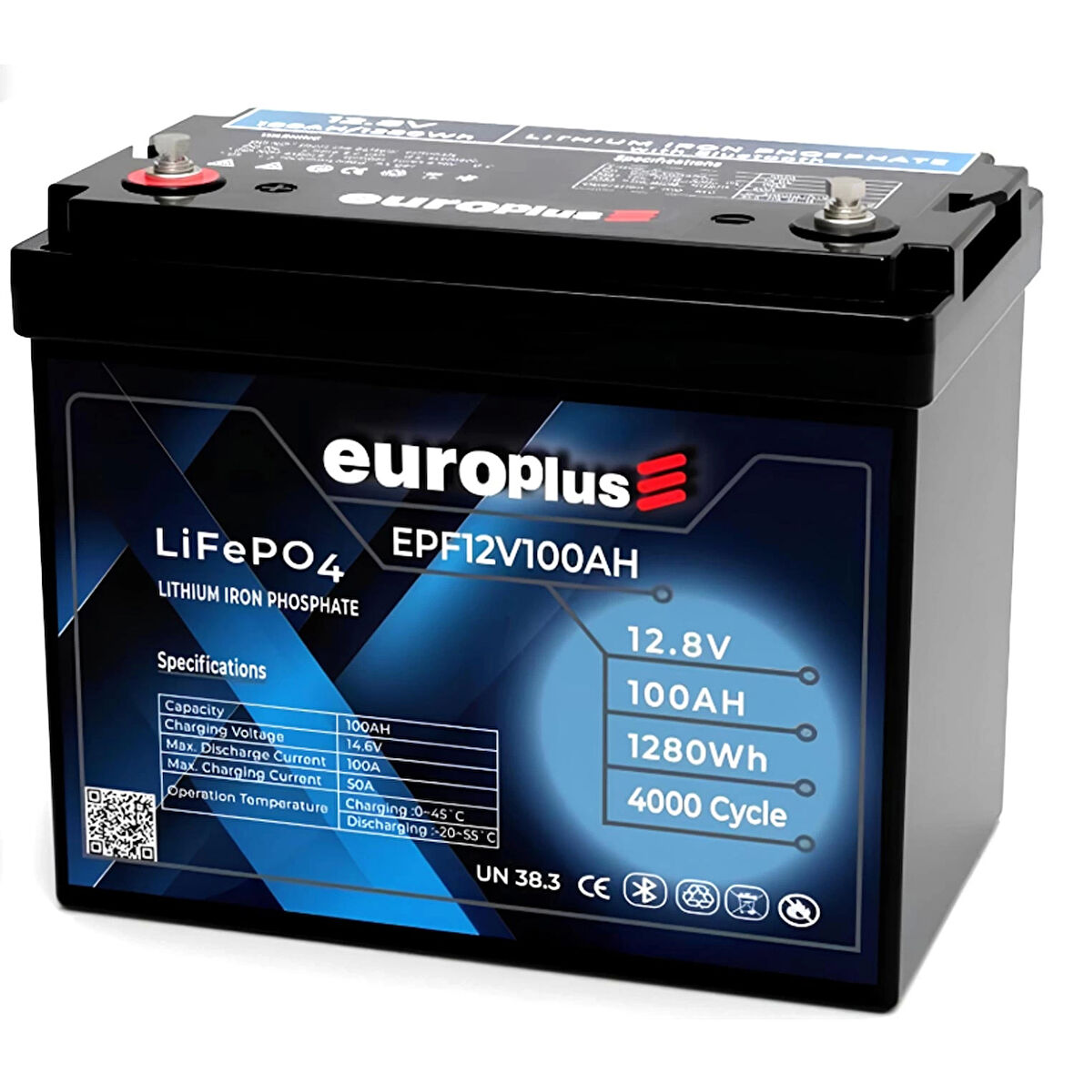 Europlus Lityum Akü Bluetooth'lu 12.8V 100Ah LiFePO4