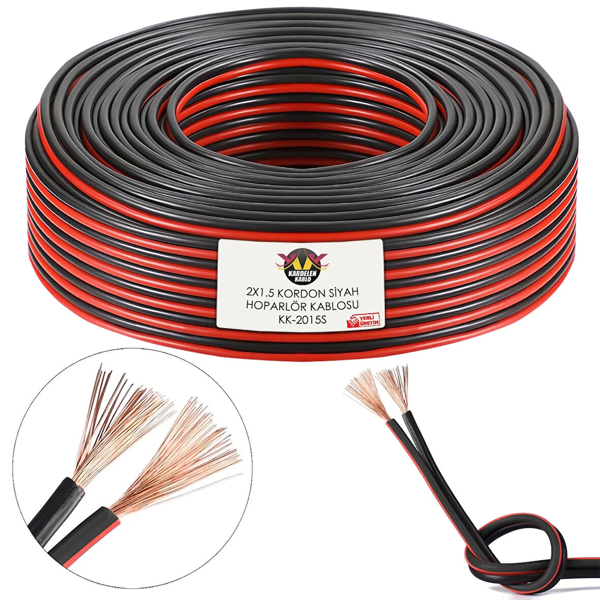 Hoparlör Kablosu Kordon 2x1.5 Zayıf Akım Led Kablosu Siyah 100 Metre