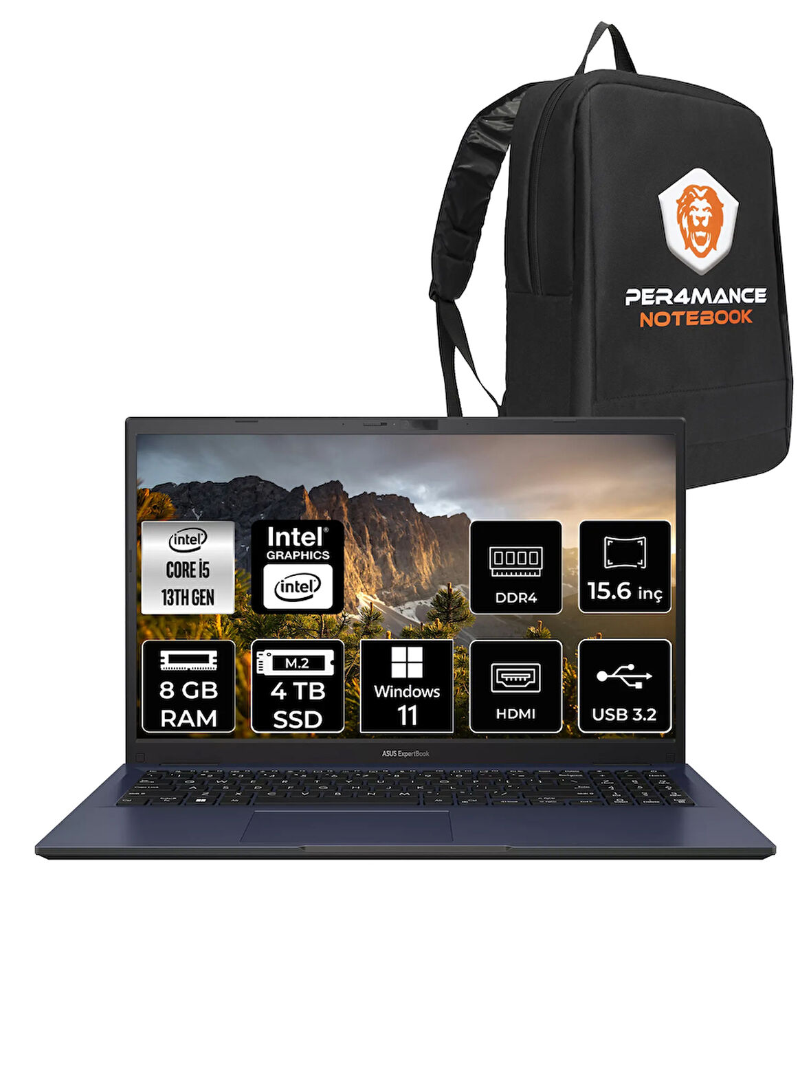 ASUS ExpertBook B1 B1502CVA-I58512B1D i5 1335U 8GB RAM 4TB SSD 15.6" FHD W11PRO & PER4 ÇANTA