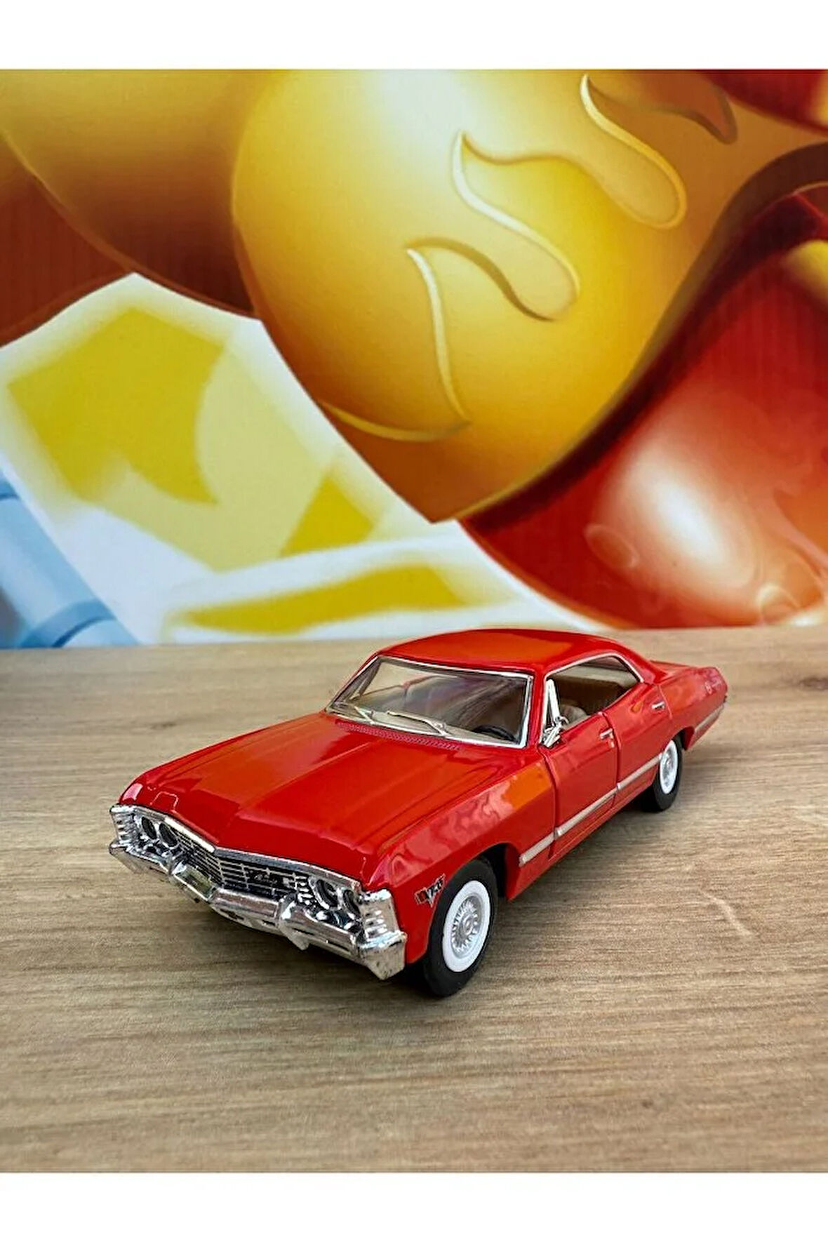 Çek Bırak 1967 Chevrolet Impala ( Kırmızı ) Oyuncak Araba 1967 Chevy Impala Araba