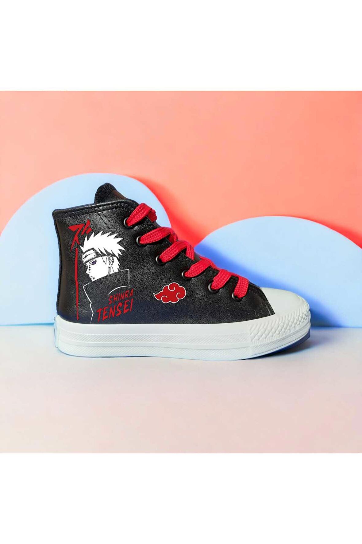 Anime shinra sensei baskılı sneaker spor ayakkabı deri ve içi yünlü