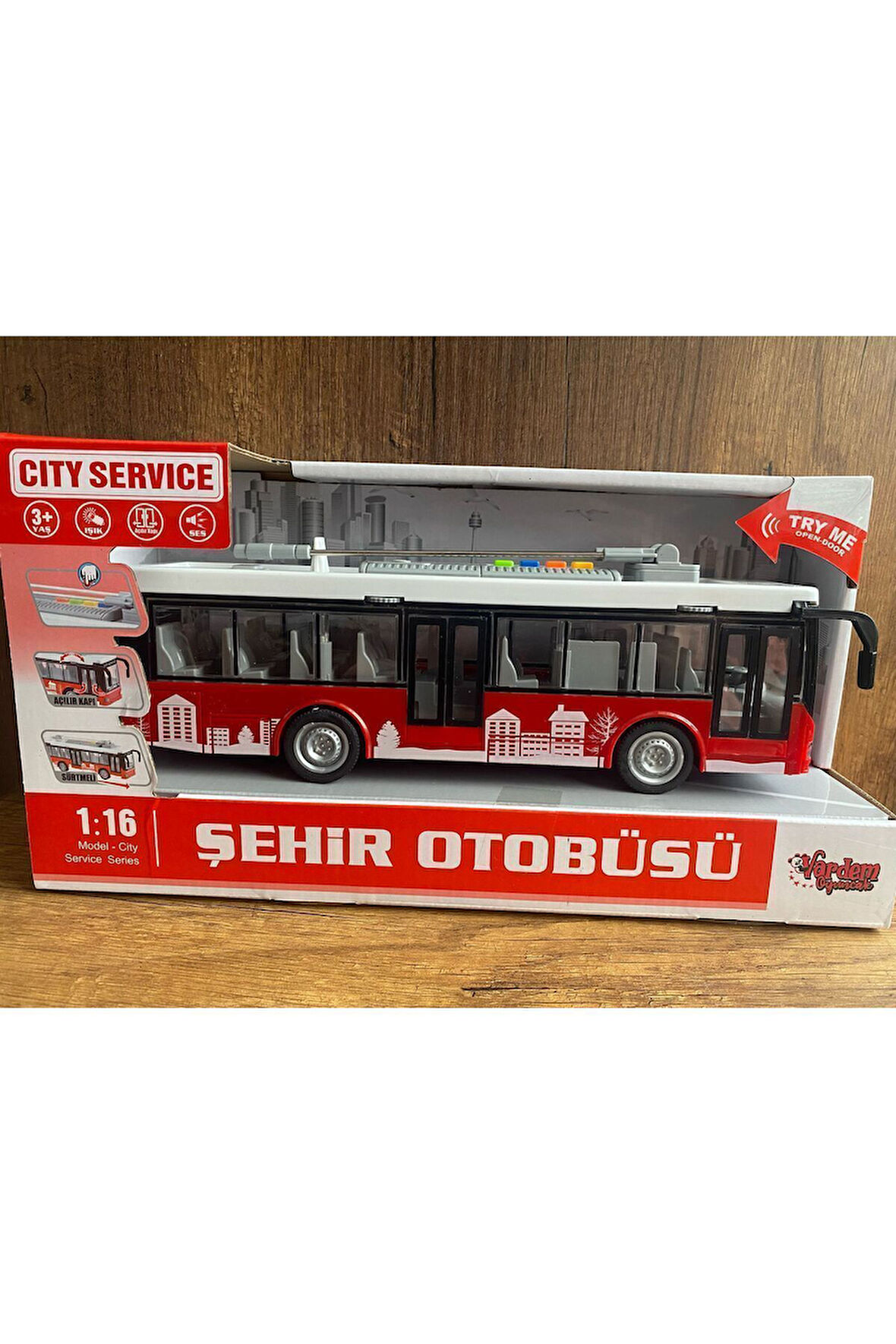 ŞEHİR OTOBÜSÜ OYUNCAK SESLİ IŞIKLI KAPILARI AÇILAN KIRMIZI ŞEHİR OTOBÜSÜ YOLCU OTOBÜSÜ KIRILMAZ