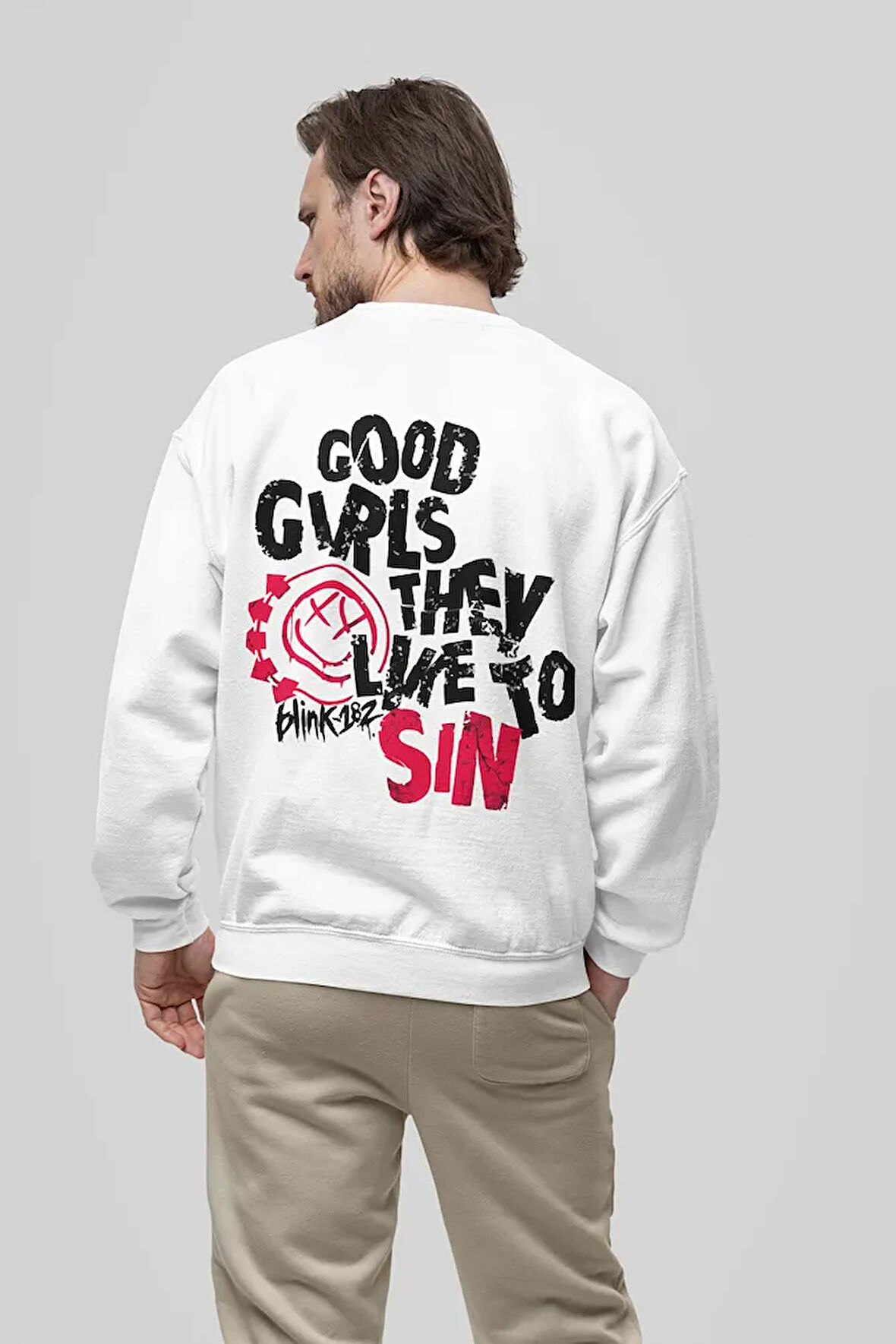 Tasarım Blink-182 Yazılı Unisex Oversize Müzik Grubu Sweatshirt