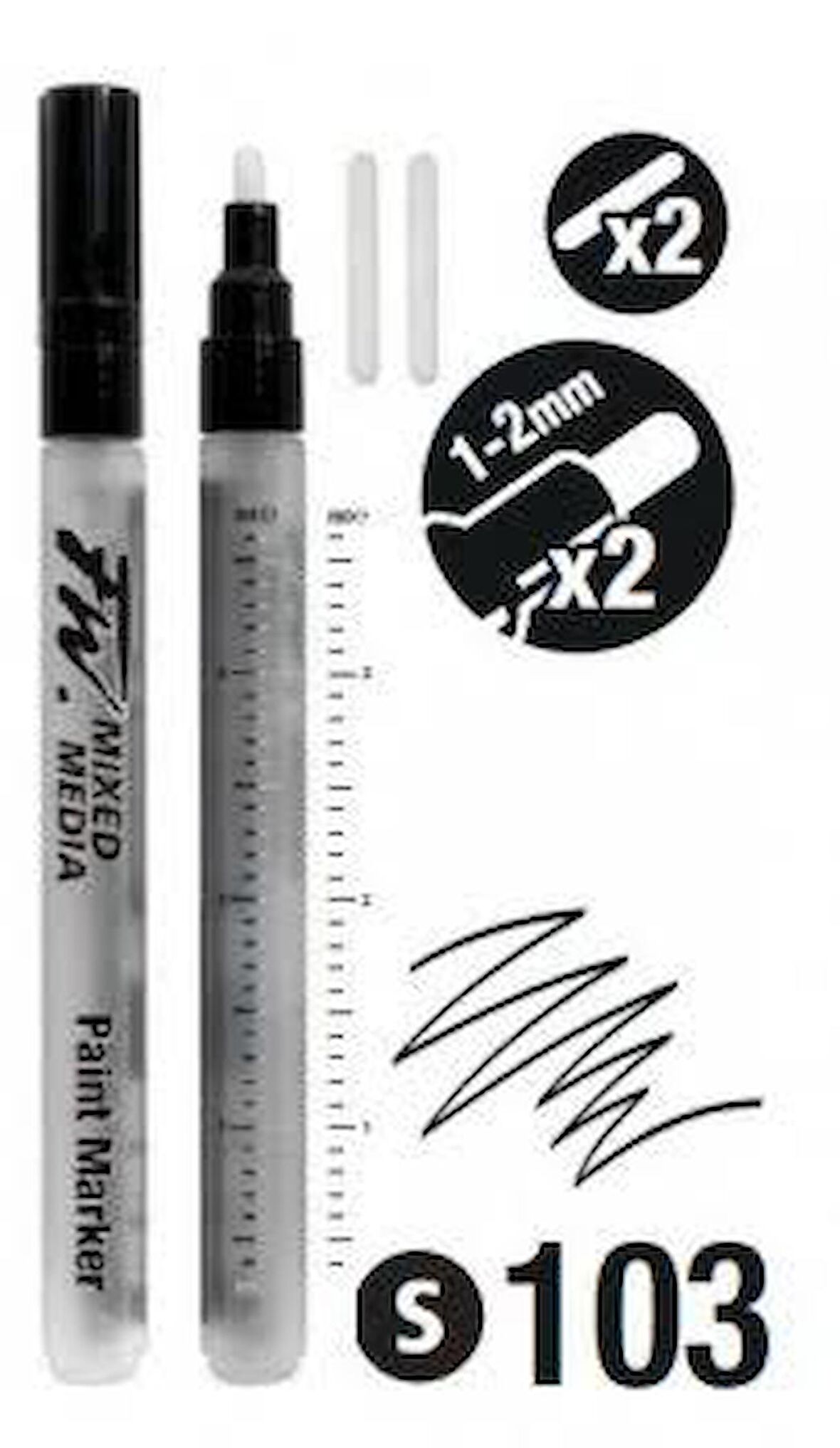 Daler Rowney FW Mix Paint Markers Seti S Yan Kesik Uç 1-3mm 2li Set
