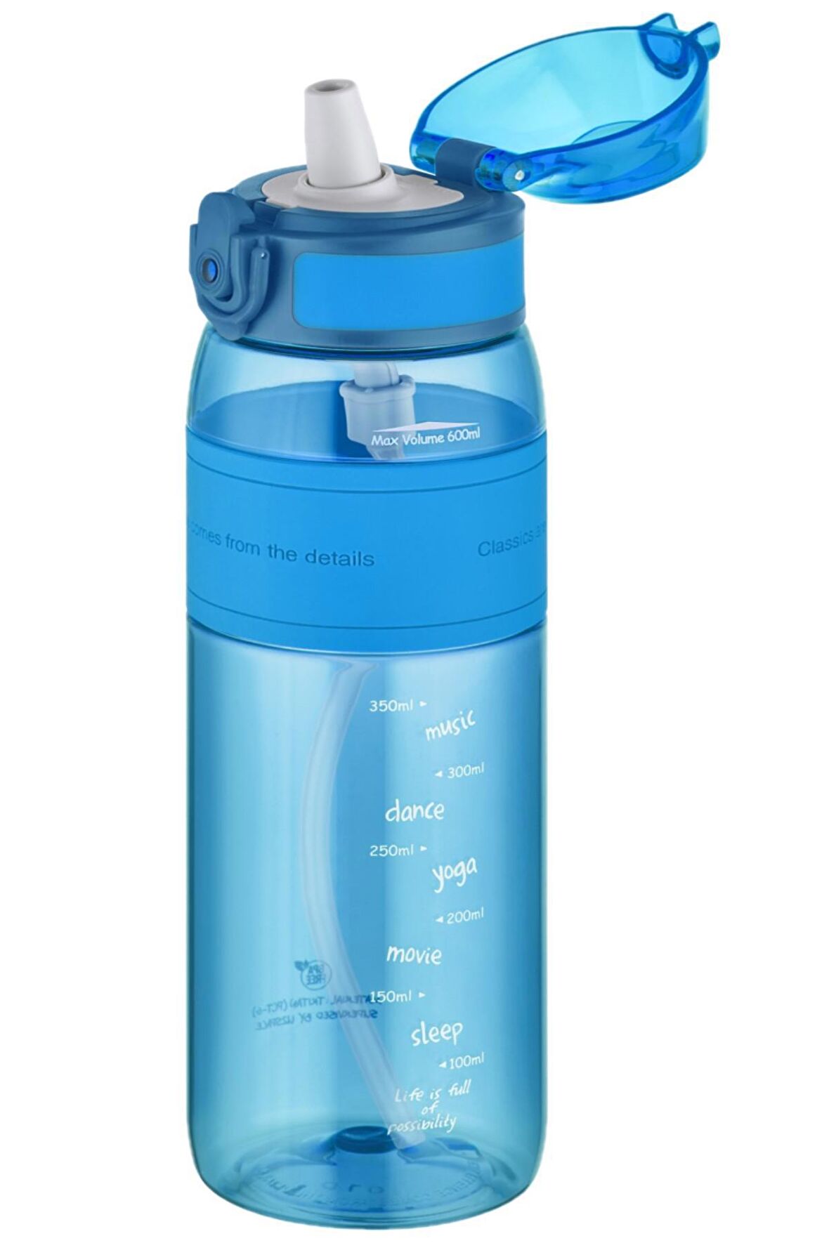 Uzspace FiftyFifty Pipetli(ısırılamaz) 600 ml Silikon Gövde Tritan Su Matarası