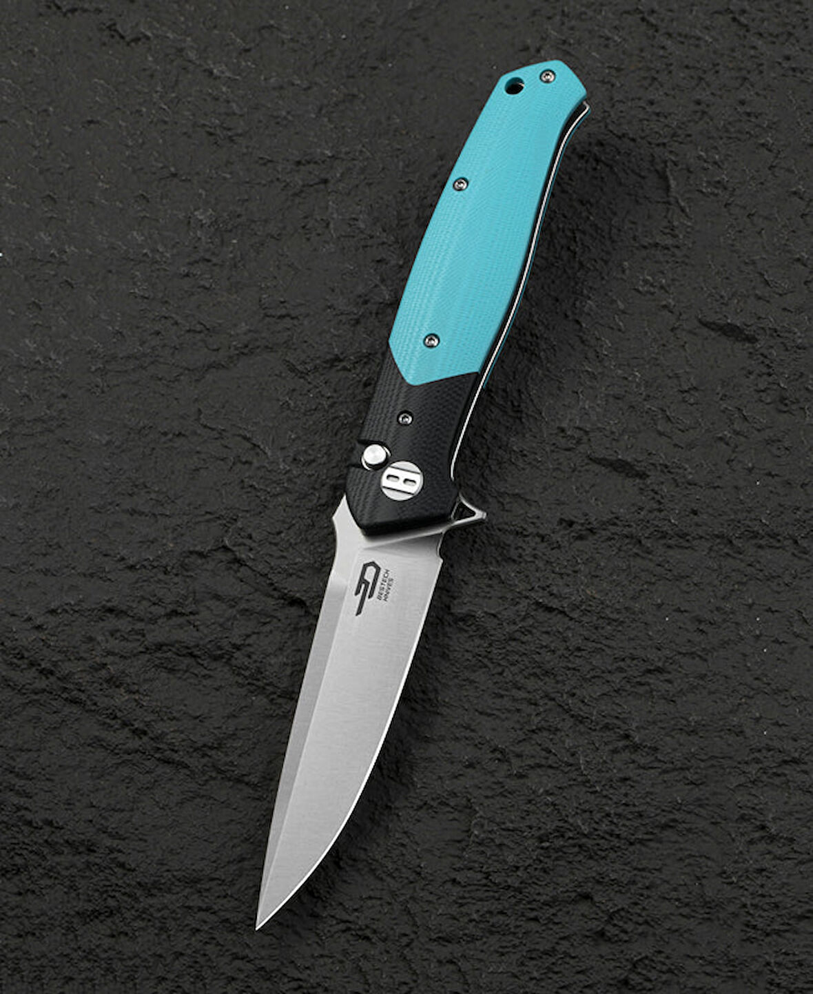 BESTECH SWORDFISH BG62F Siyah ve Açık Mavi G10 Saplı 3.94" 14C28N Çakı