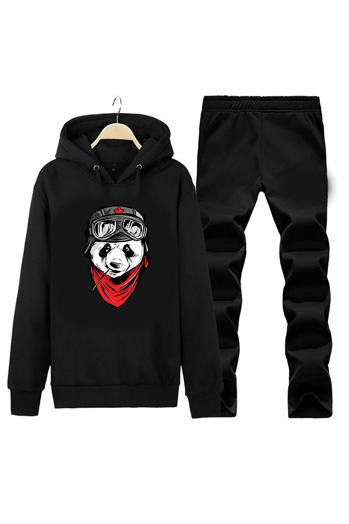SEVİMLİ PANDA KAPÜŞONLU UNISEX HOODIE DESIGN EŞOFMAN TAKIMI