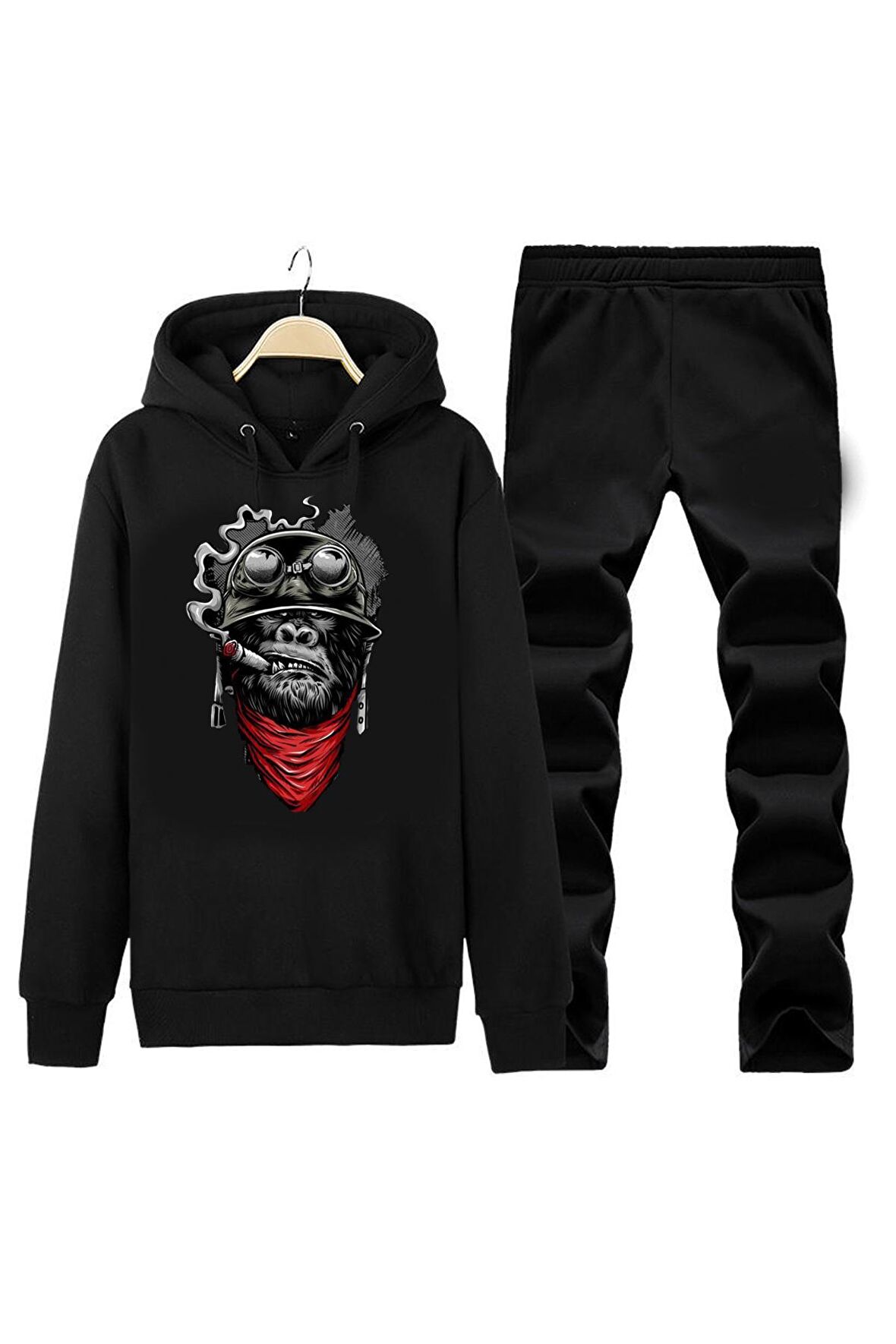 GORILLA KAPÜŞONLU UNISEX HOODIE DESIGN EŞOFMAN TAKIMI