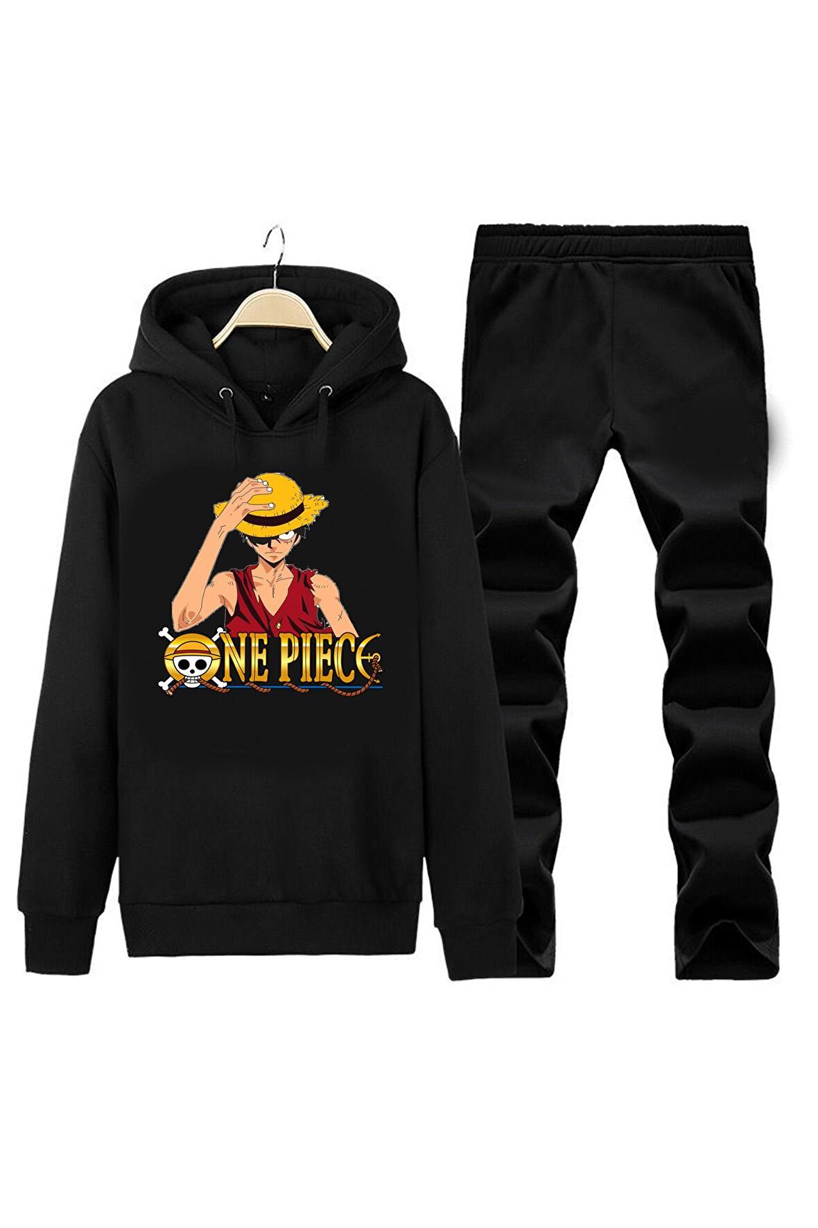 ANIME ONE PIECE KAPÜŞONLU UNISEX HOODIE DESIGN EŞOFMAN TAKIMI