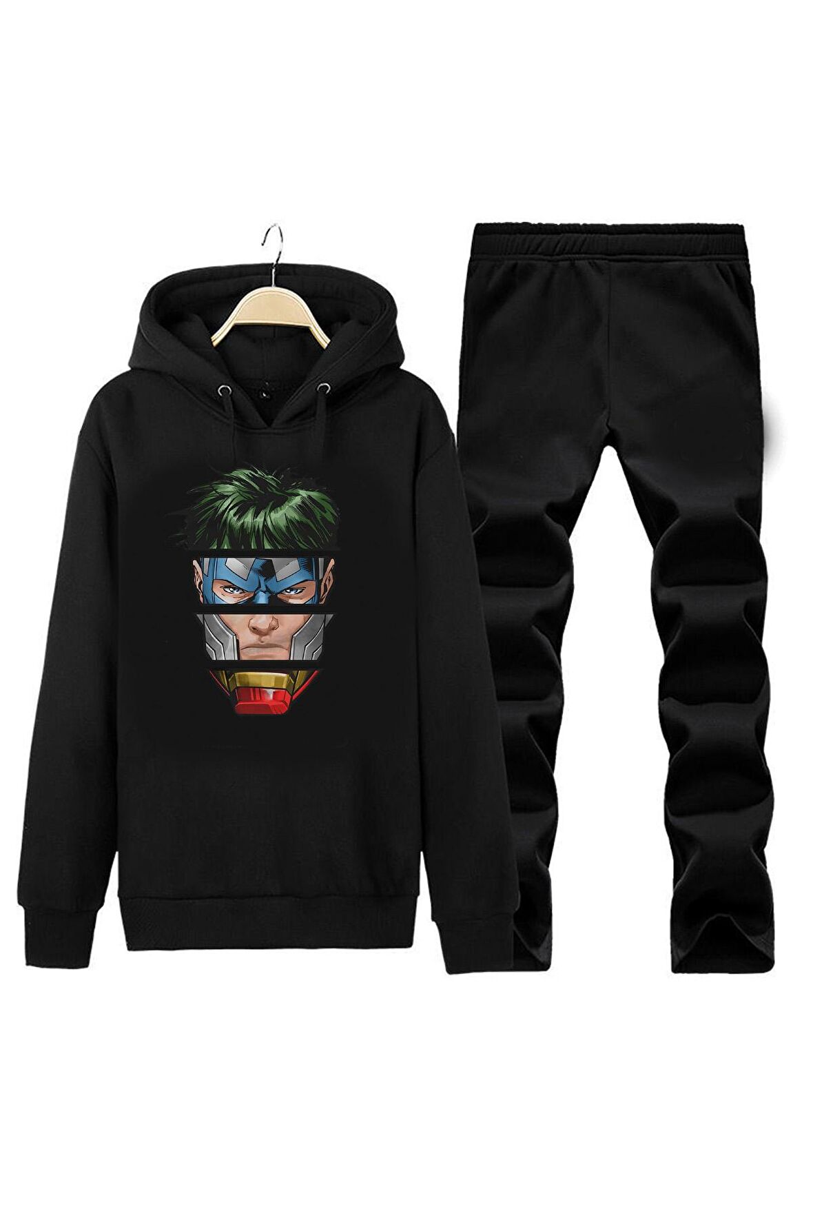AVENGERS 4FACES KAPÜŞONLU UNISEX HOODIE DESIGN EŞOFMAN TAKIMI