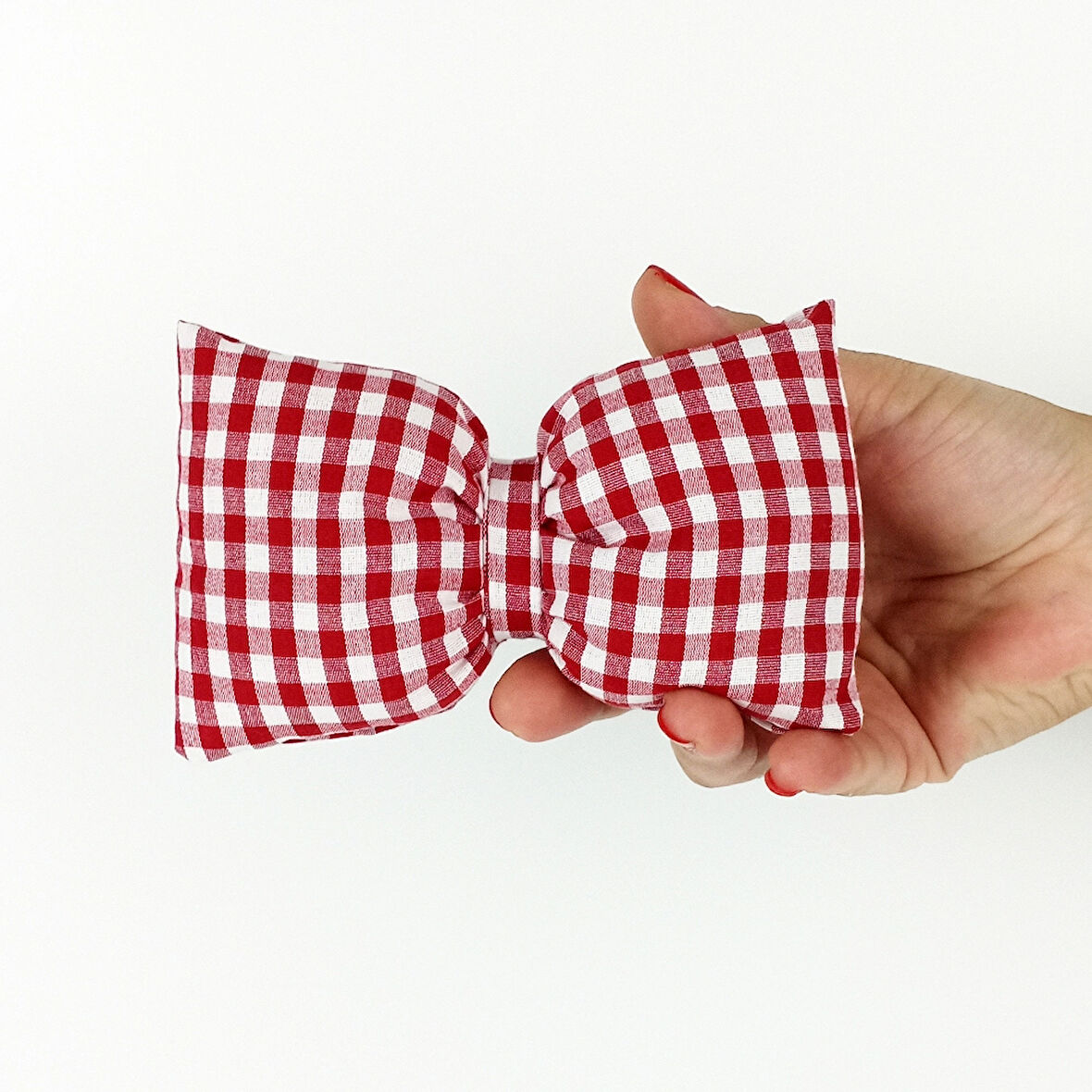 Woodycord  İçi Dolgulu Büyük Boy Pötikareli Fiyonk Otomatik Toka - Bow toka