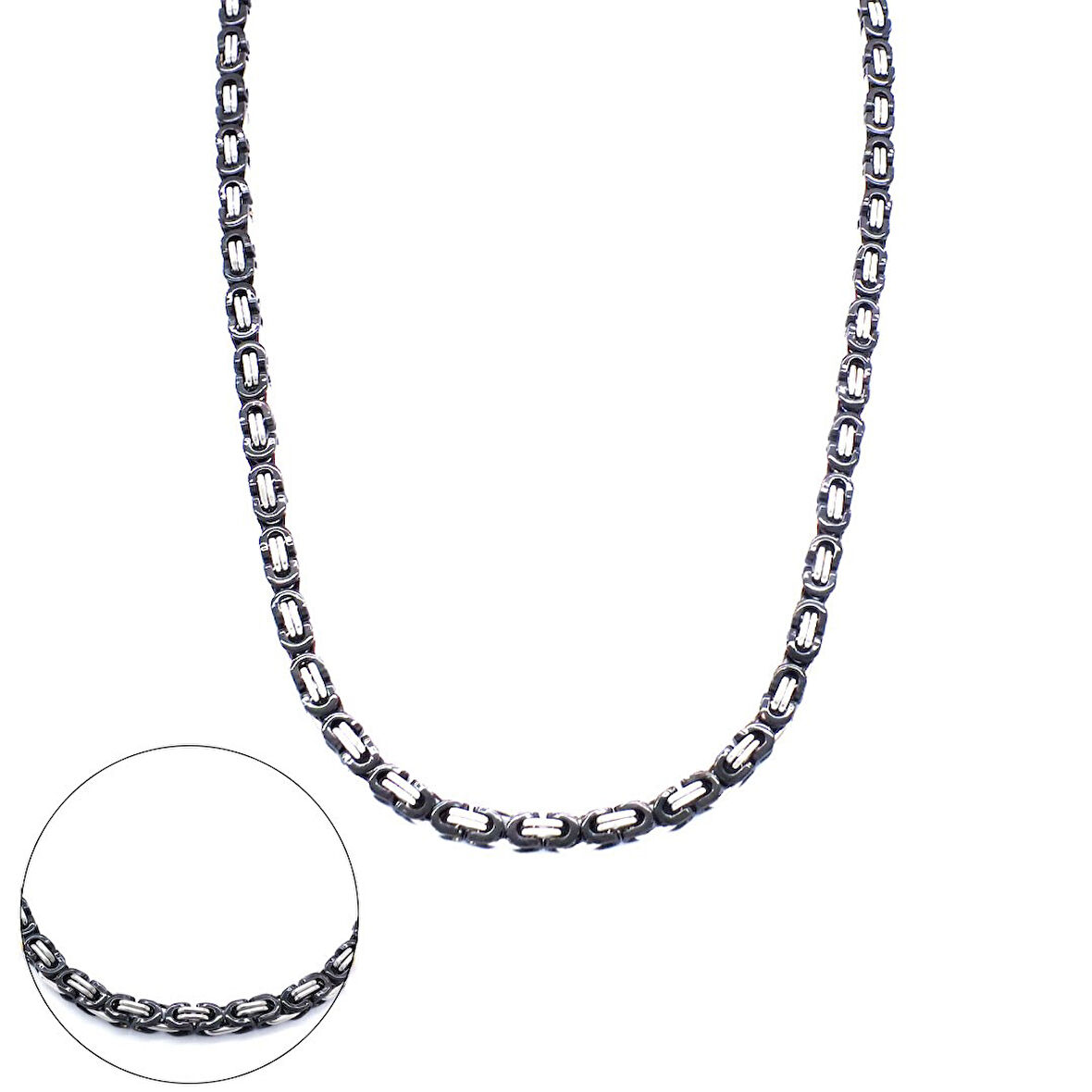 Çelik Zincir Siyah Detaylı Kral Model - ZN-269