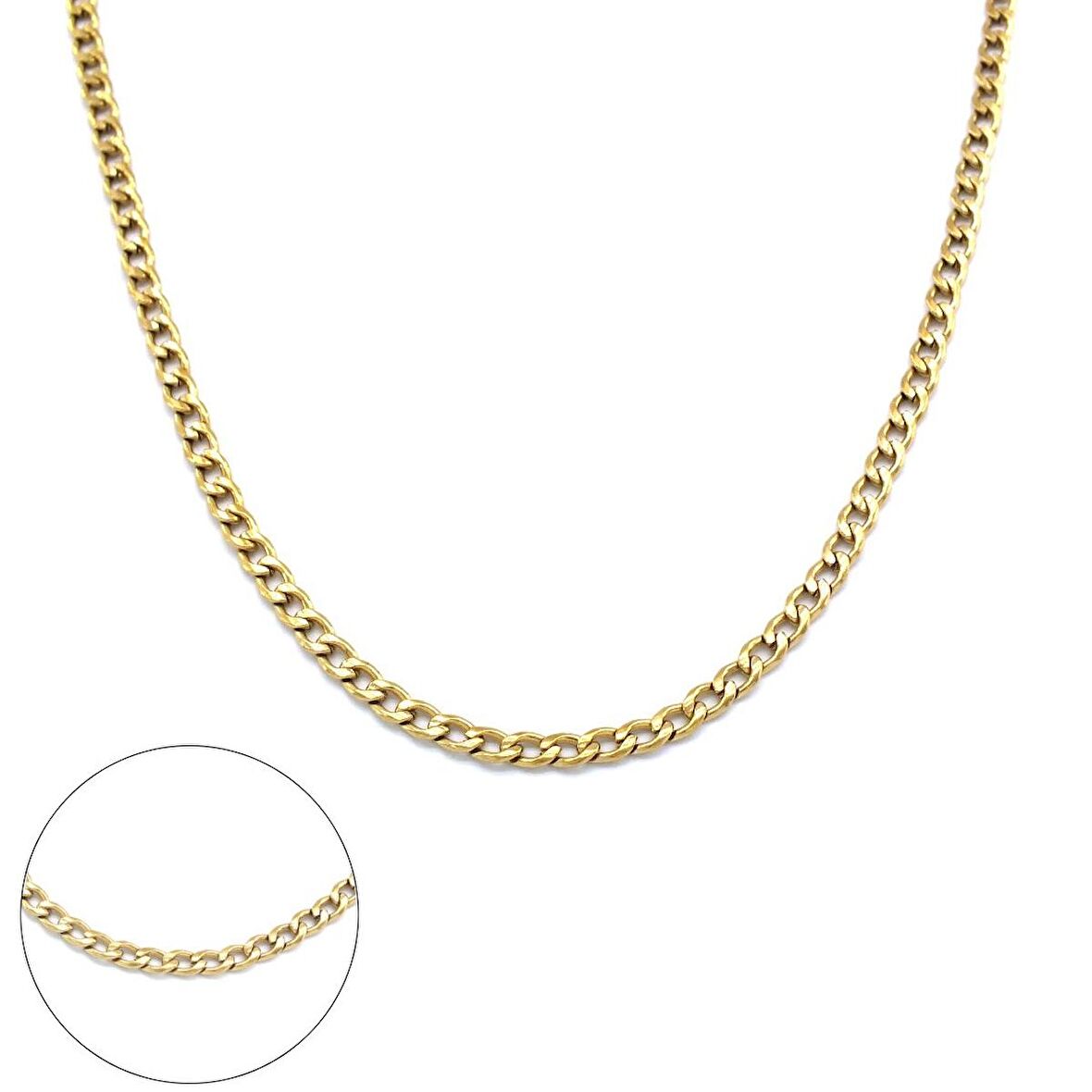 FerizZ Altın Kaplama Figaro Unisex Zincir Kolye 80 cm  ZN-260