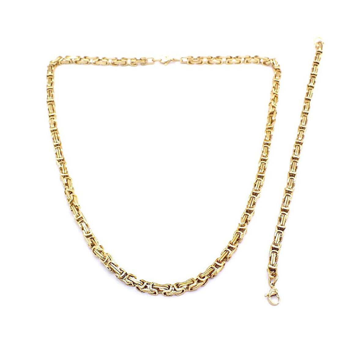 FerizZ Altın Kaplama Kral Zincir Erkek Kolye Bileklik Seti SET-158