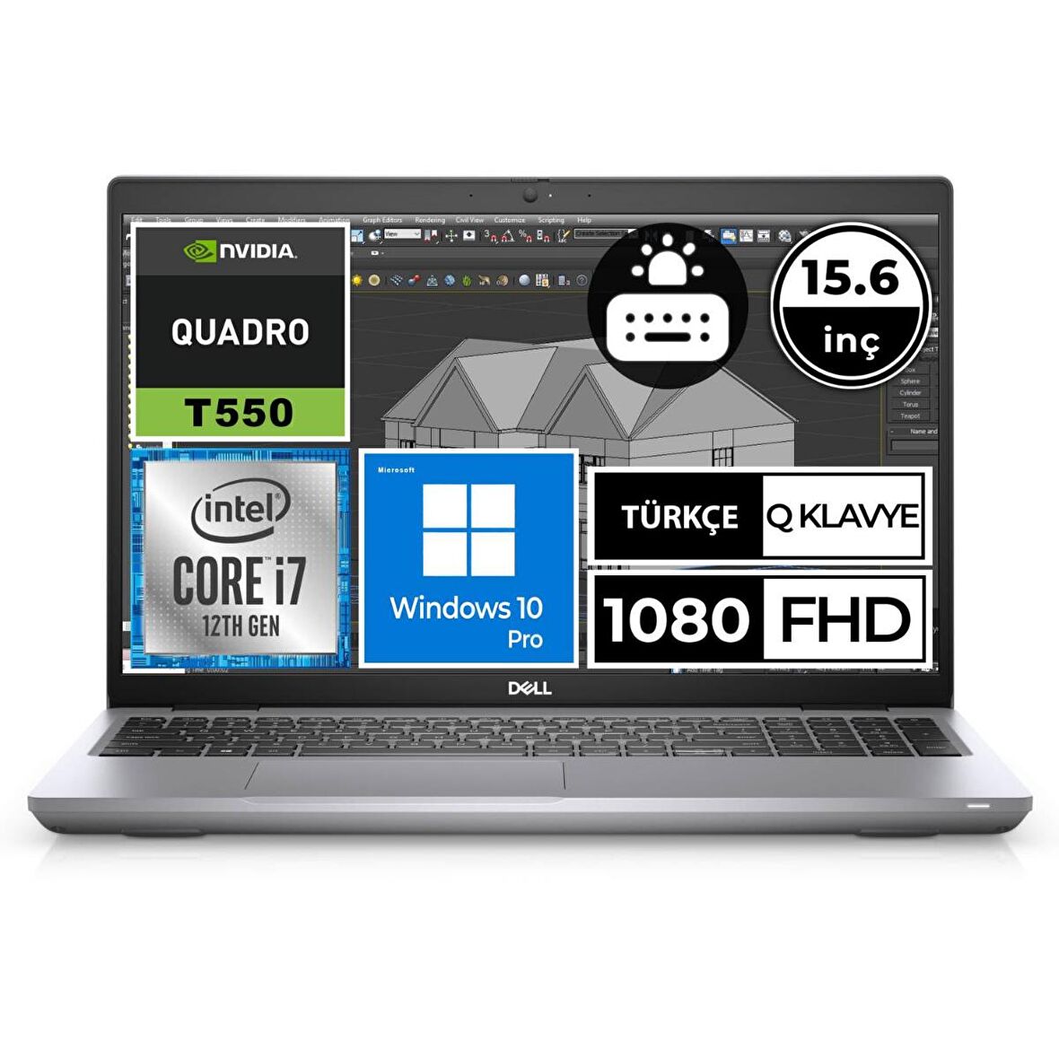 Dell Precision M3570 XCTOP3570EMEA-VP01 i7-1265U 8GB 1TBSSD T550 15.6" FullHD W10P Taşınabilir İş İstasyonu