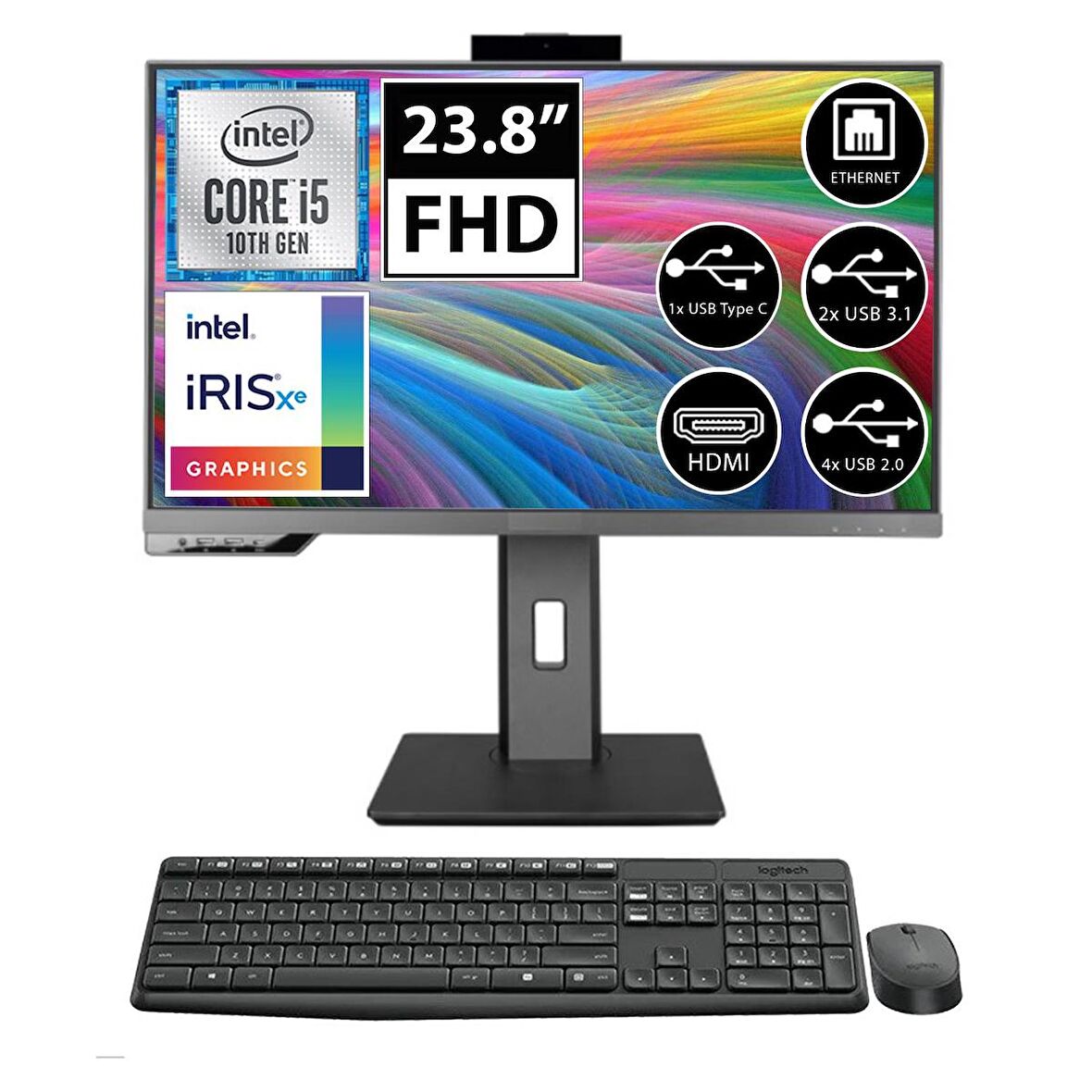 Zenon Pro 24 N51040848A2 Intel Core i5-10400 8 GB Ram 512 GB SSD Iris Xe Graphics 23.8" Full HD All in One PC