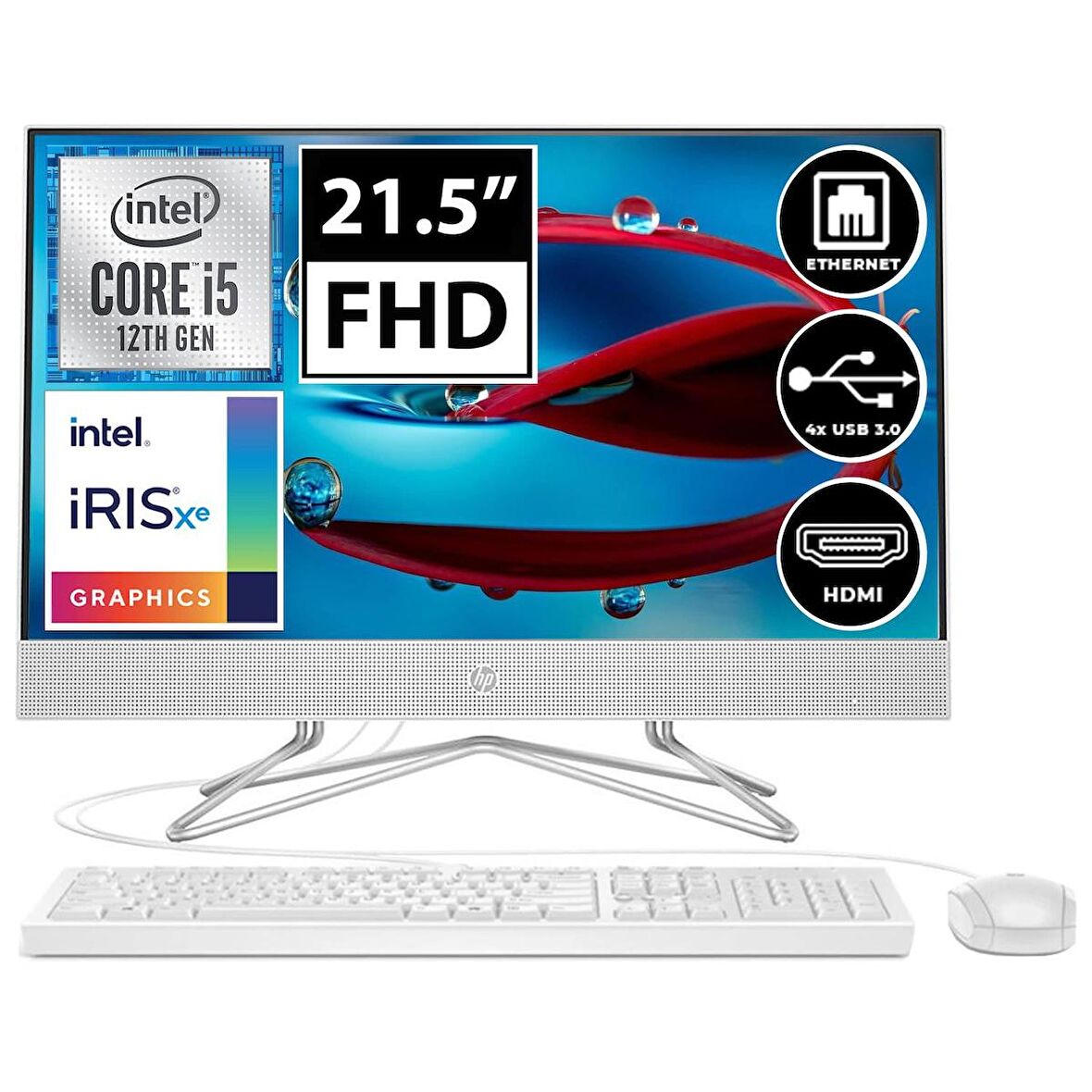 HP 200 G4 5W7P1ES02 i5-1235U 8GB 1TBSSD 21.5" FullHD FreeDOS All In One Bilgisayar