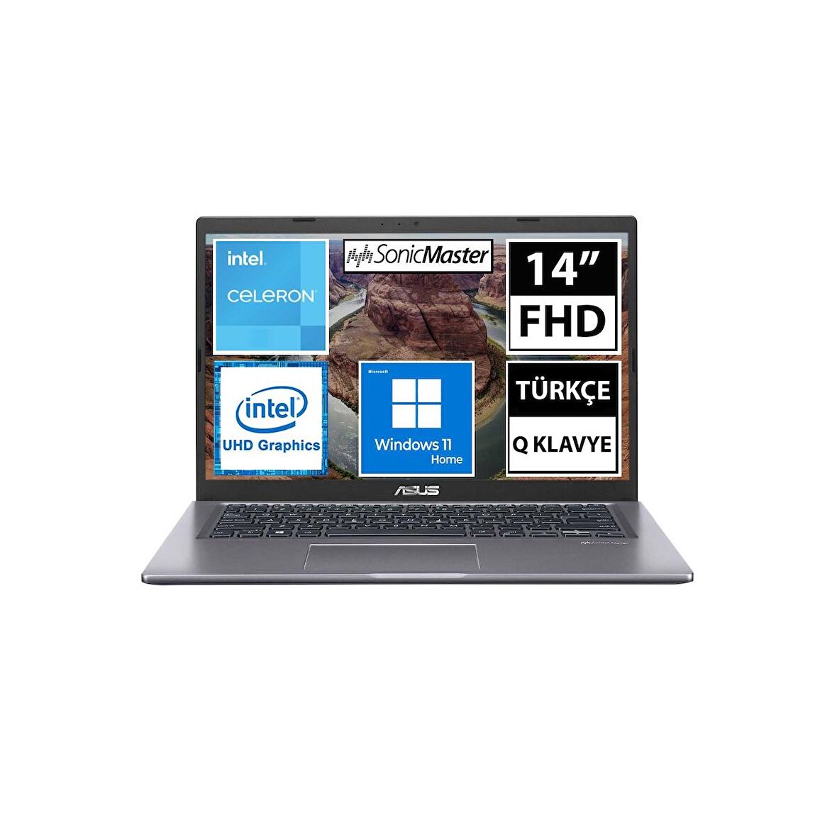 Asus X 415 Dahili Ekran Kartı Intel UHD Graphics N4020 4 GB DDR4 512 GB 14 inç Full HD w11pro/home Notebook Dizüstü Bilgisayar