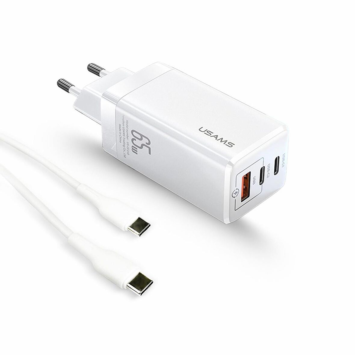 Usams US-CC110 Type-C 65 Watt Hızlı Şarj Aleti Beyaz