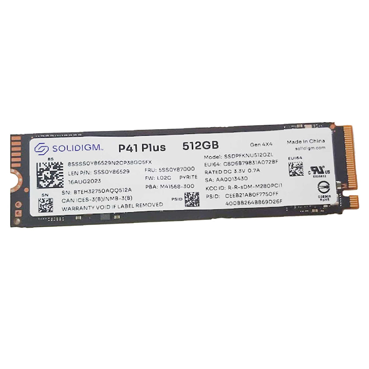 Solidigm SSDPFKNU512GZH 512GB M2 22x80 NVMe SSD