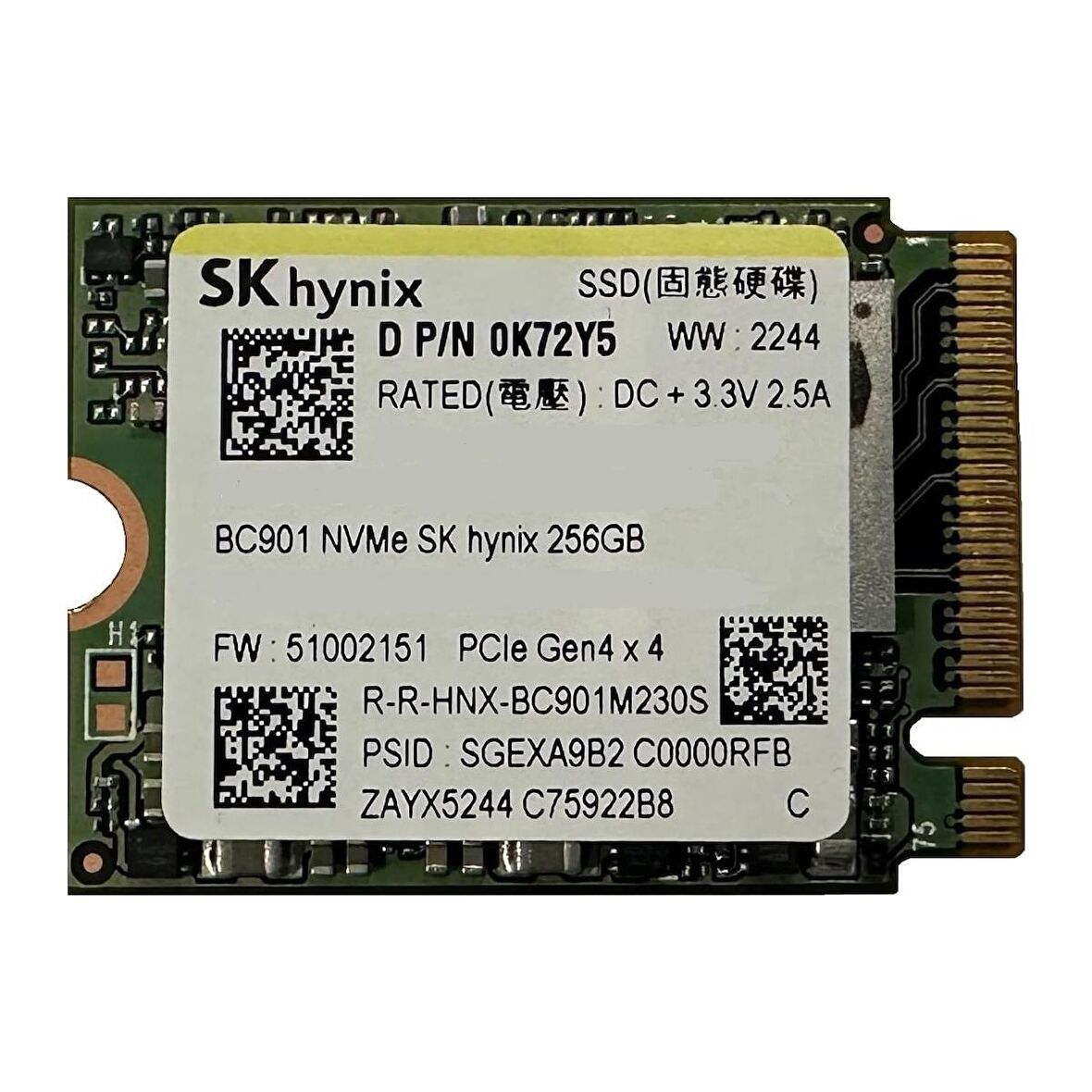 SK Hynix BC901 256GB M.2 2230 NVMe SSD